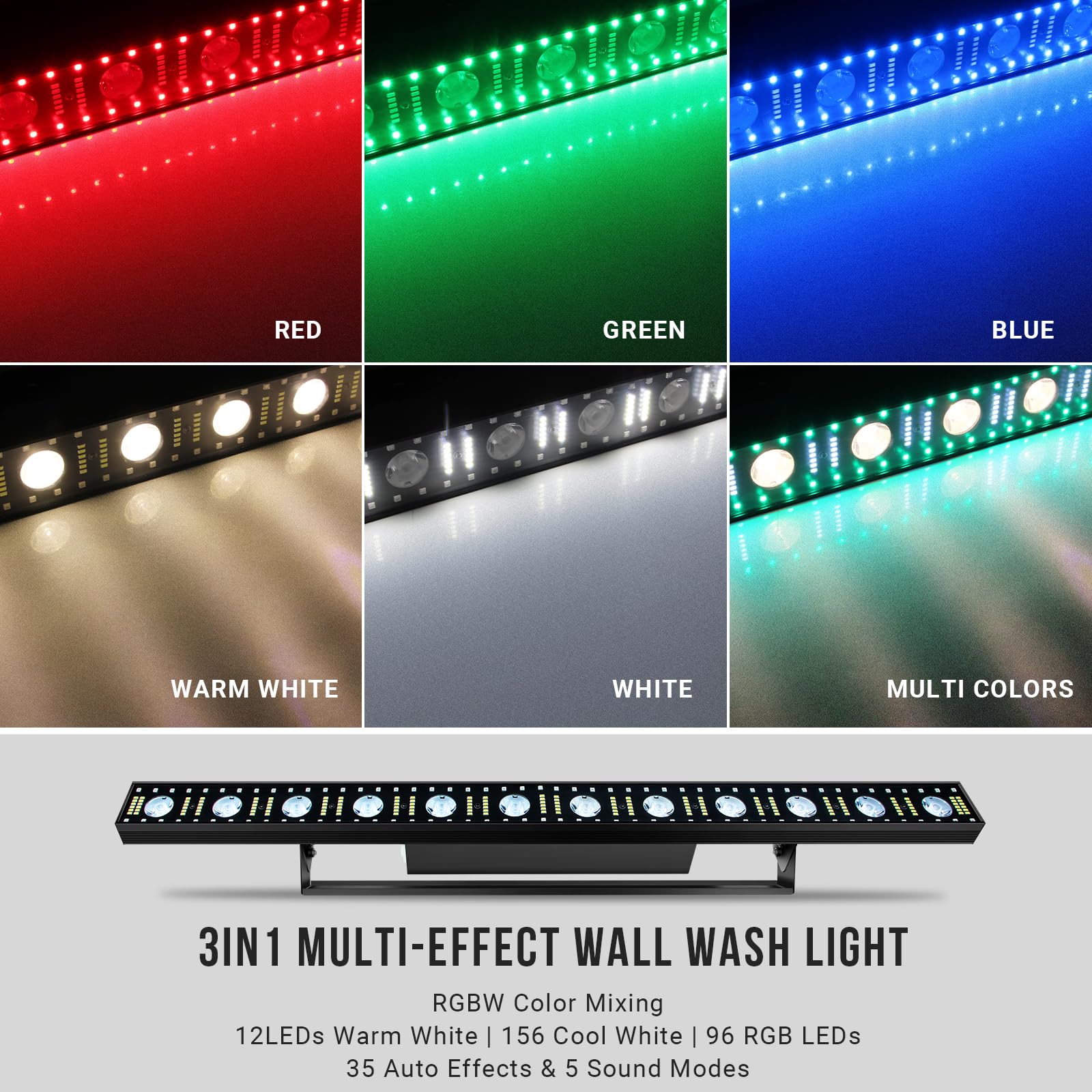 LaluceNatz LED Stage Wash Light Bar - 40IN 100W DJ Light Bar 3IN1 RGB LED Strobe Beam Lighting Effects Aluminum Alloy DMX Contro