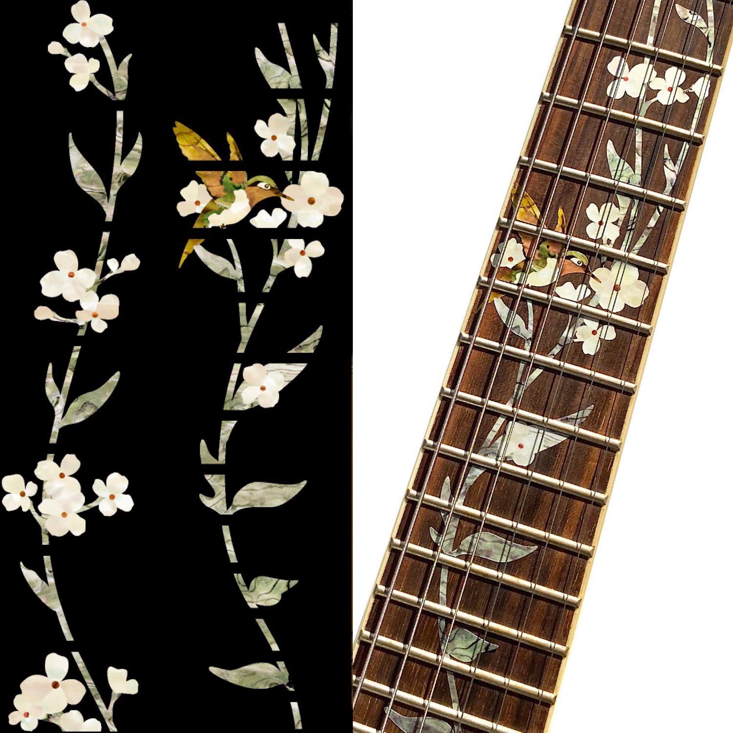Inlay Sticker Fret Markers For Guitars - Tree Of Life W/Hummingbird