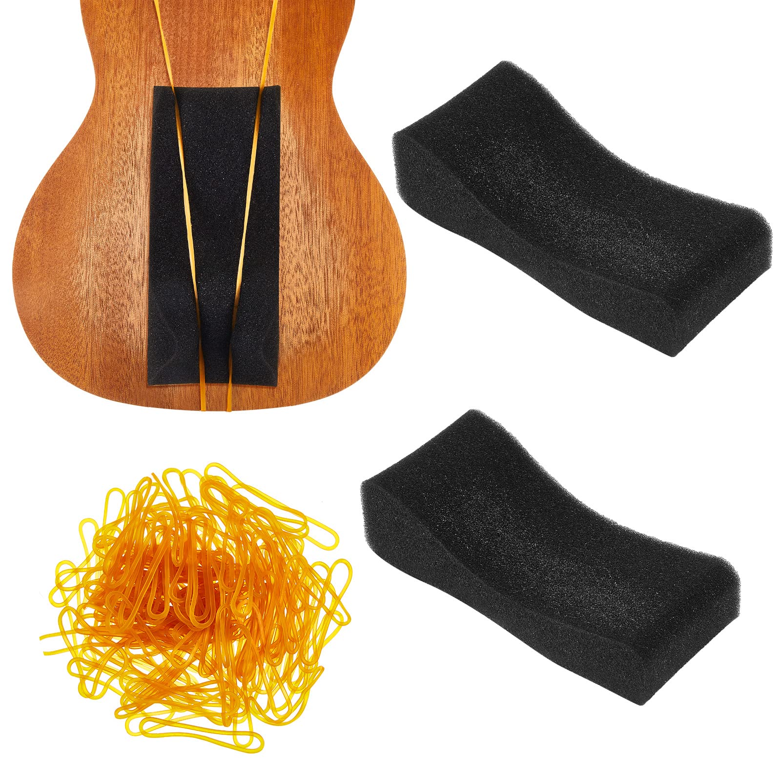2 Pcs Kids Violin Shoulder Pads Soft Foam Violin Shoulder Rest Violin Sponge Violin Shoulder Pillow with Yellow Rubber Bands for
