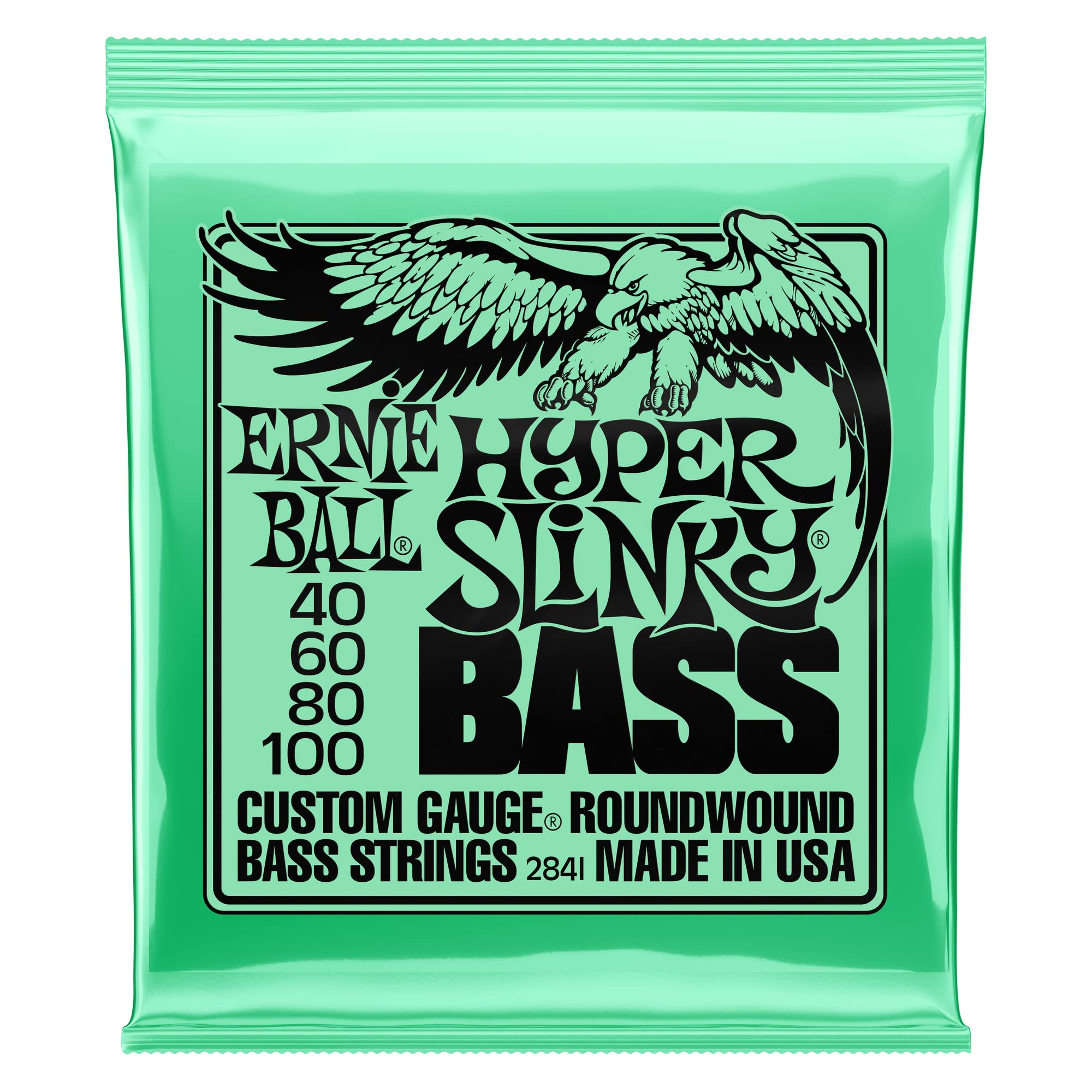 Ernie Ball Hyper Slinky Nickel Wound Bass Guitar Strings, 40-100 Gauge (P02841)