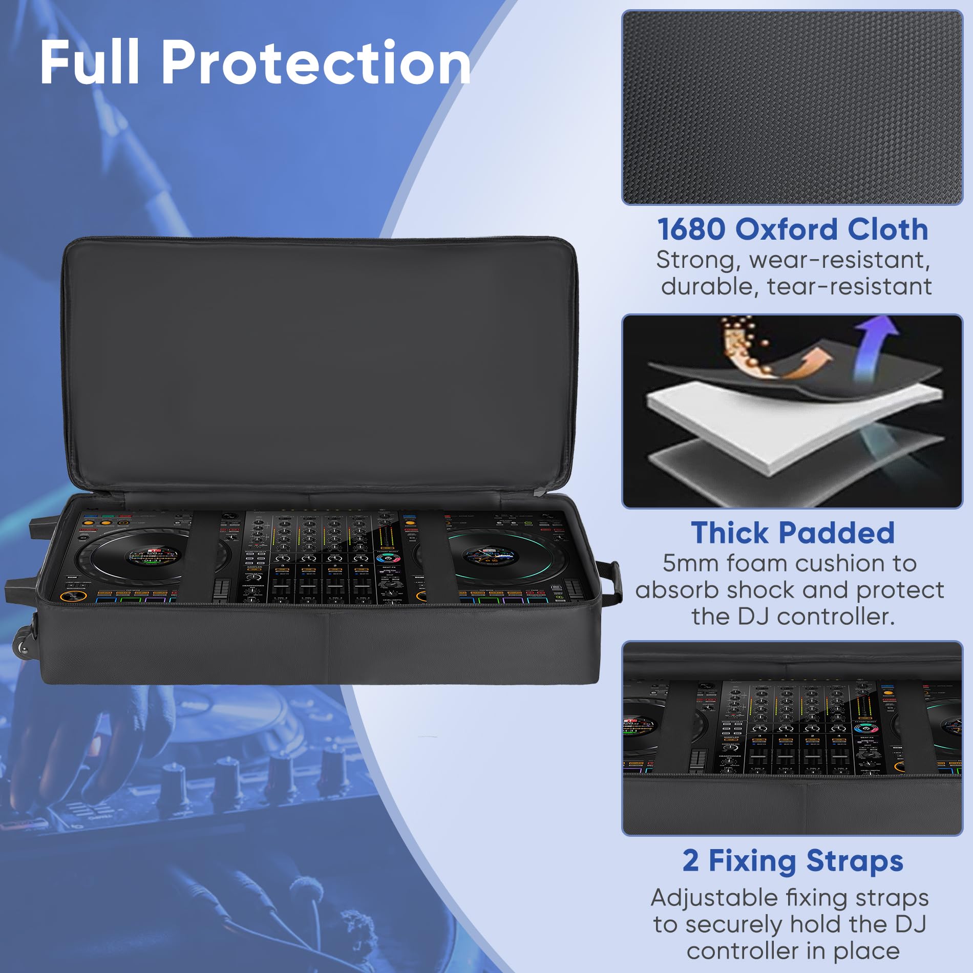 Aleemin DJ Controller Soft Case with Wheels - Compatible with DDJ 800 / FLX6 / SX2/SX3 / MC7000 / Rane One/Mixon 8 Pro, Padded R