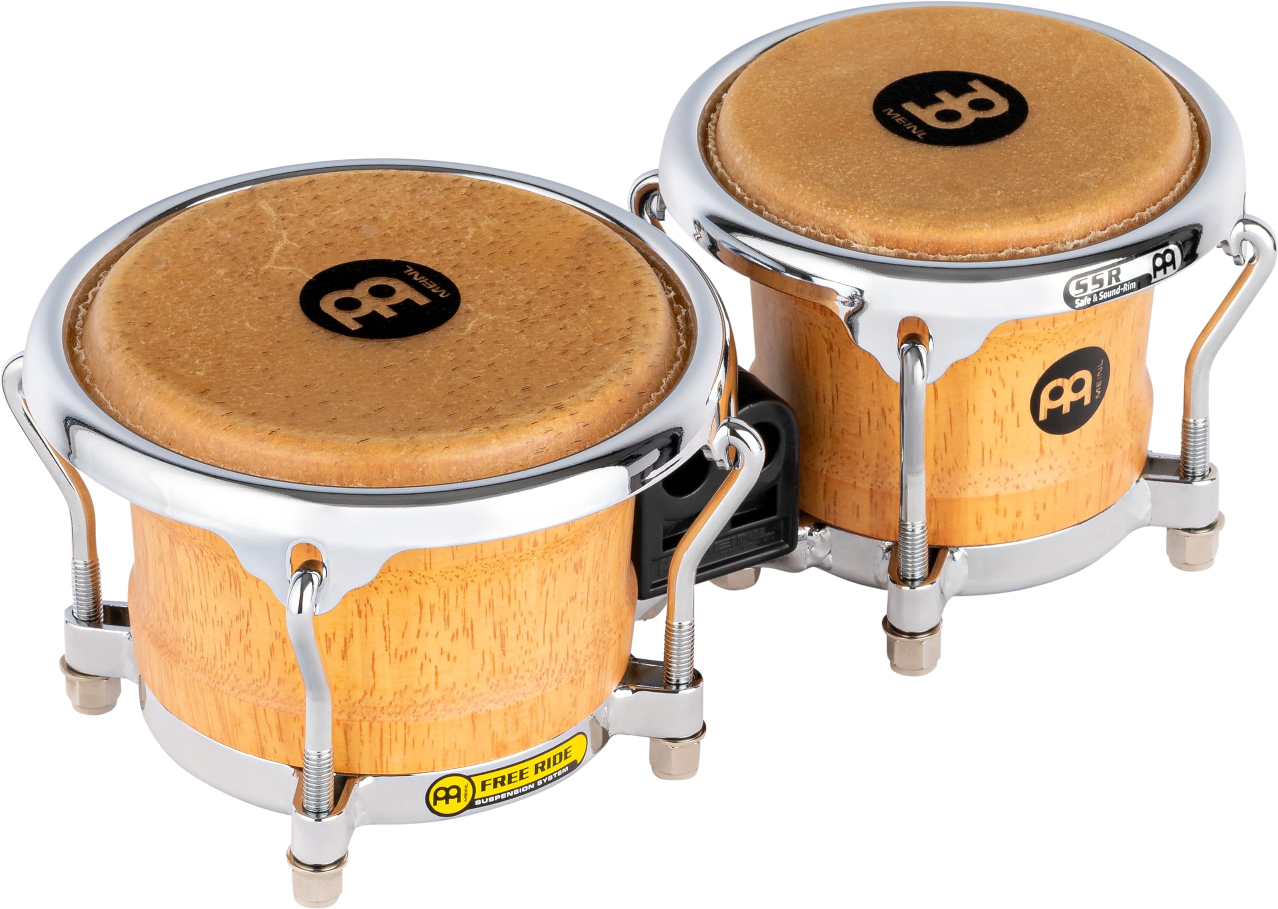 Meinl Percussion Mini Wood Bongos Skin Heads-Not Made In China-Super Natural Finish And Free Ride Suspension System, 2-Year Warr