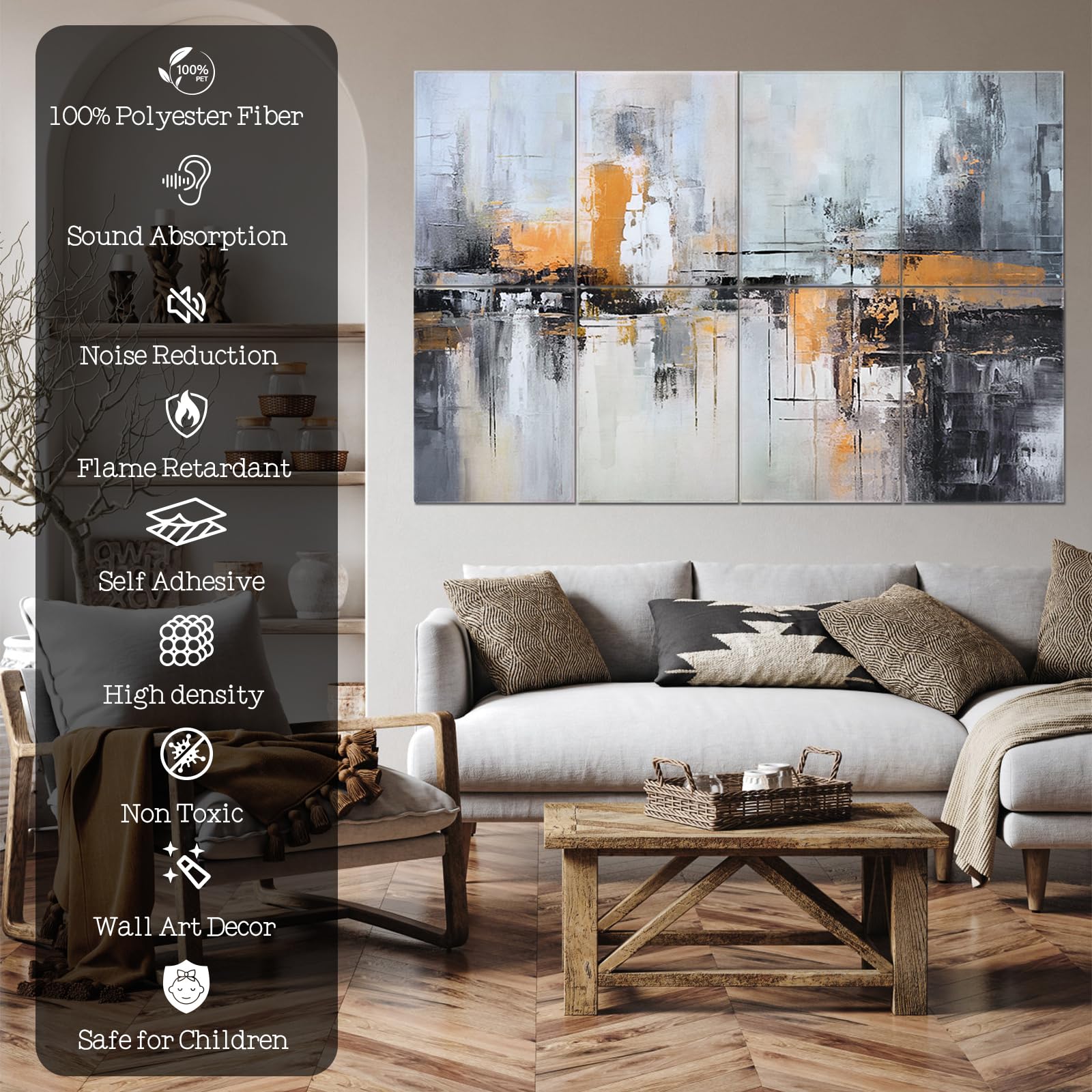 8 Pack Acoustic Panels, Soundproof Wall Panels, 48X32in Sound Proof Panels for Walls, Sound Absorbing Wall Art Decorative, Sound