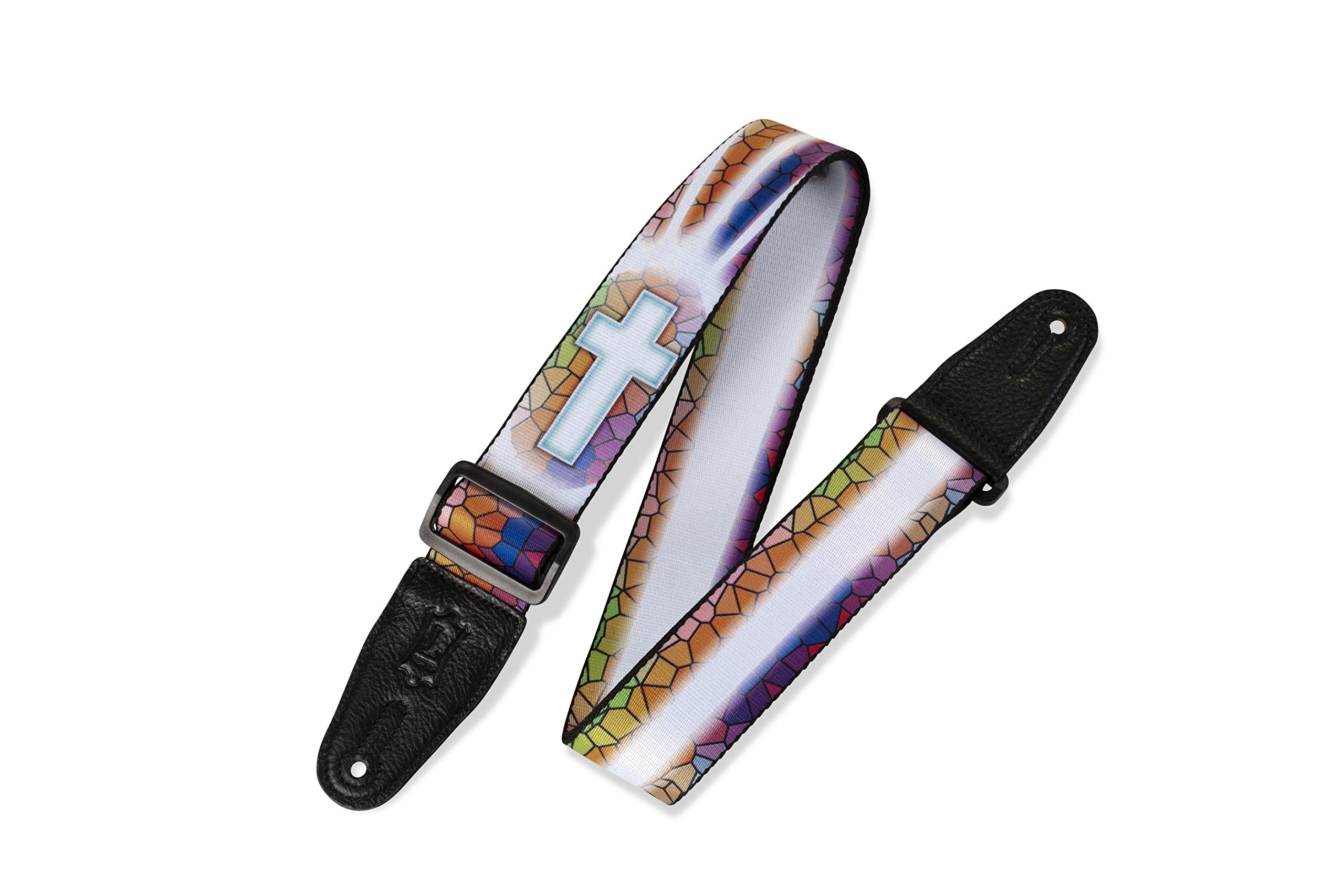 Levys Leathers 2 Polyester Guitar Strap with Sublimation Printed Design, Genuine Leather Ends (MPS2-037)