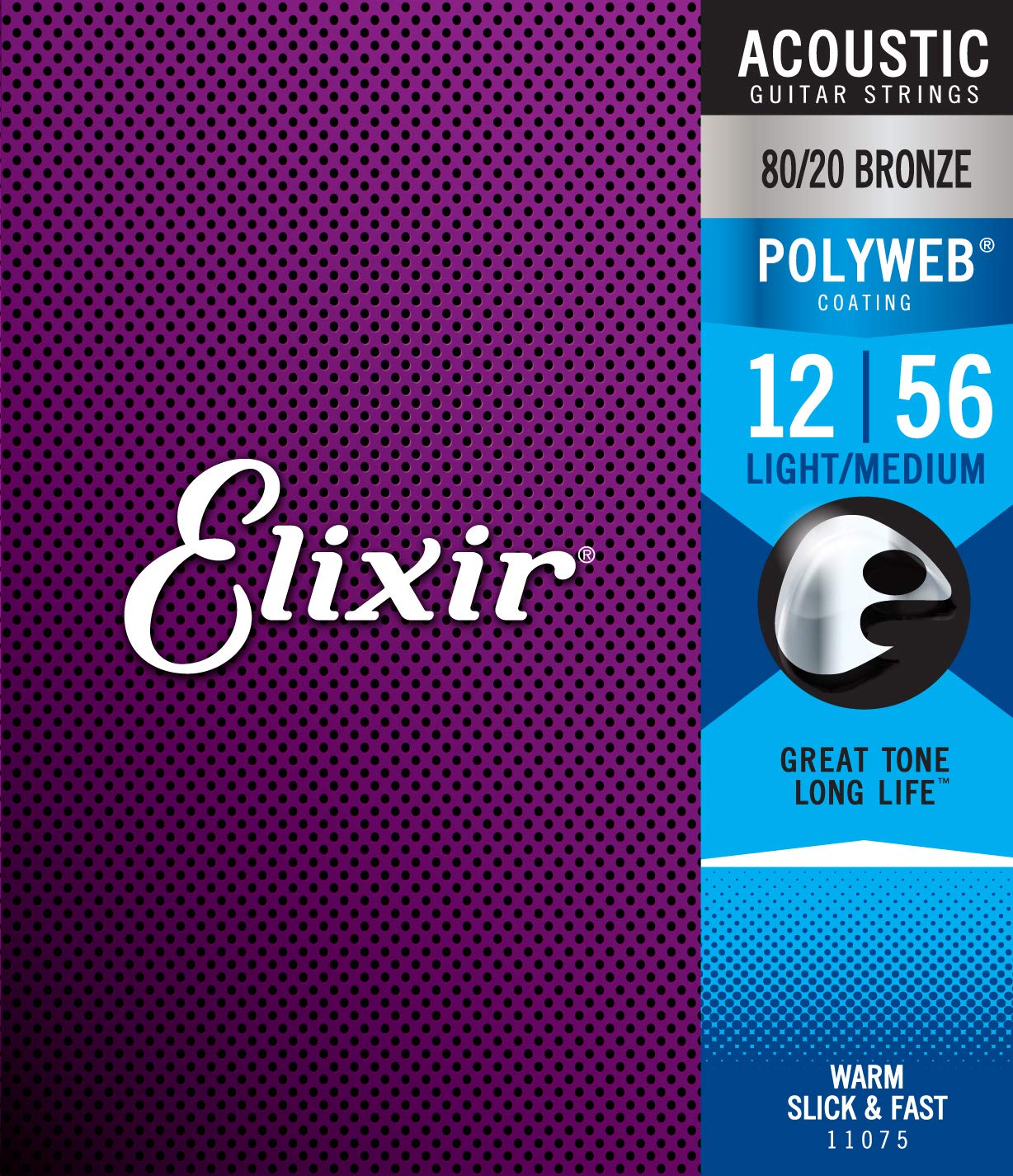 Elixir Strings 80/20 Bronze Acoustic Guitar Strings W Polyweb Coating, Light/Medium (.012-.056)
