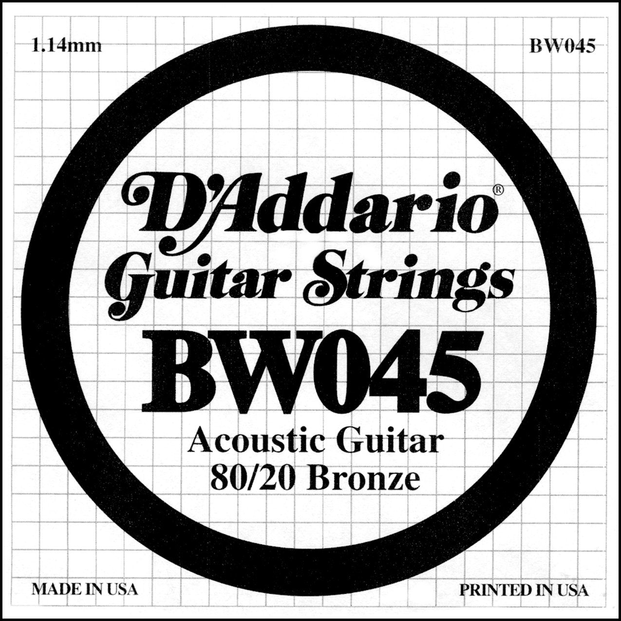 DAddario BW045 Bronze Wound Acoustic Guitar Single String, .045