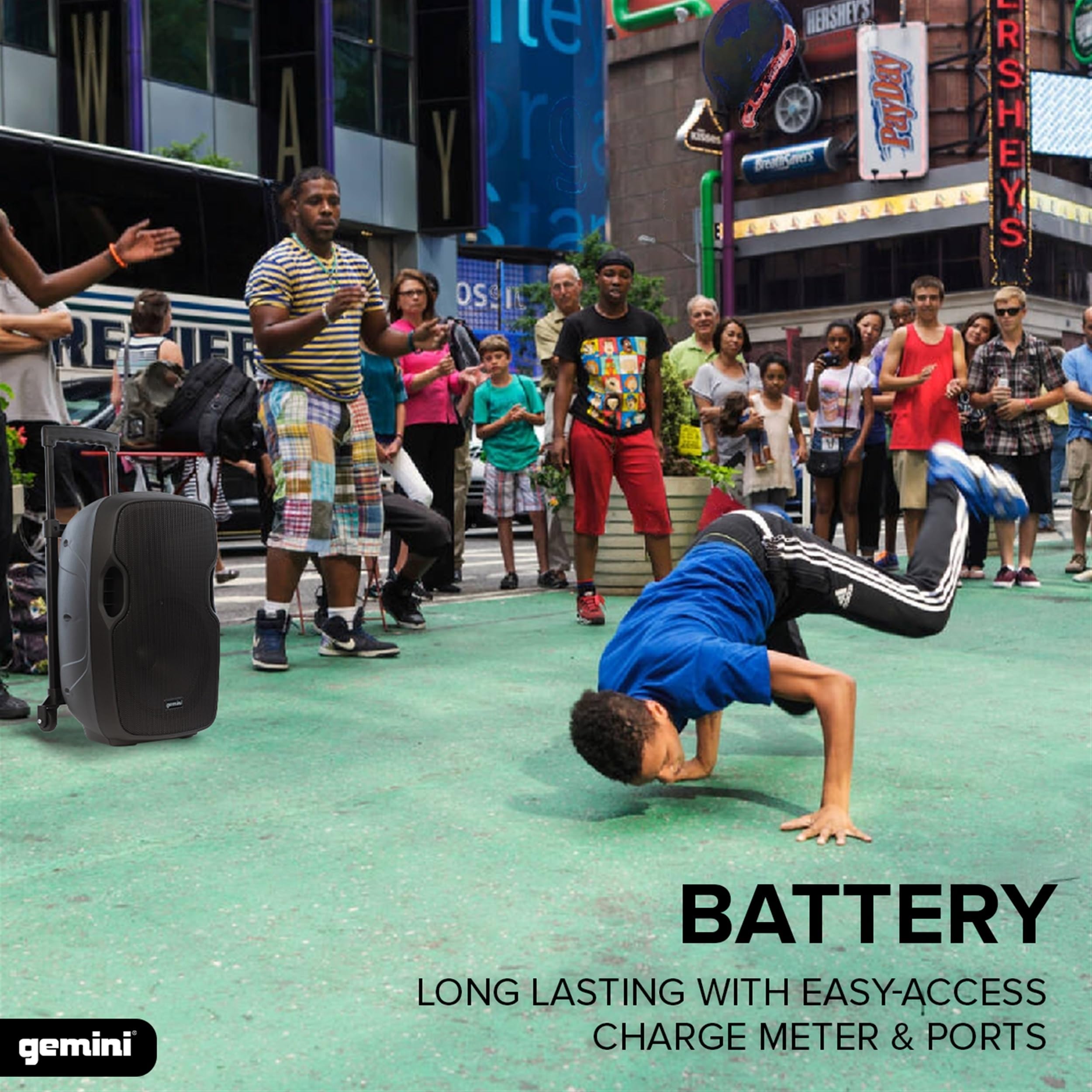 Gemini 12    1500W Wireless Battery-Powered Bluetooth PA Speaker with Mic & Guitar Inputs, USB/SD/FM - Rugged Pro Audio for Outd