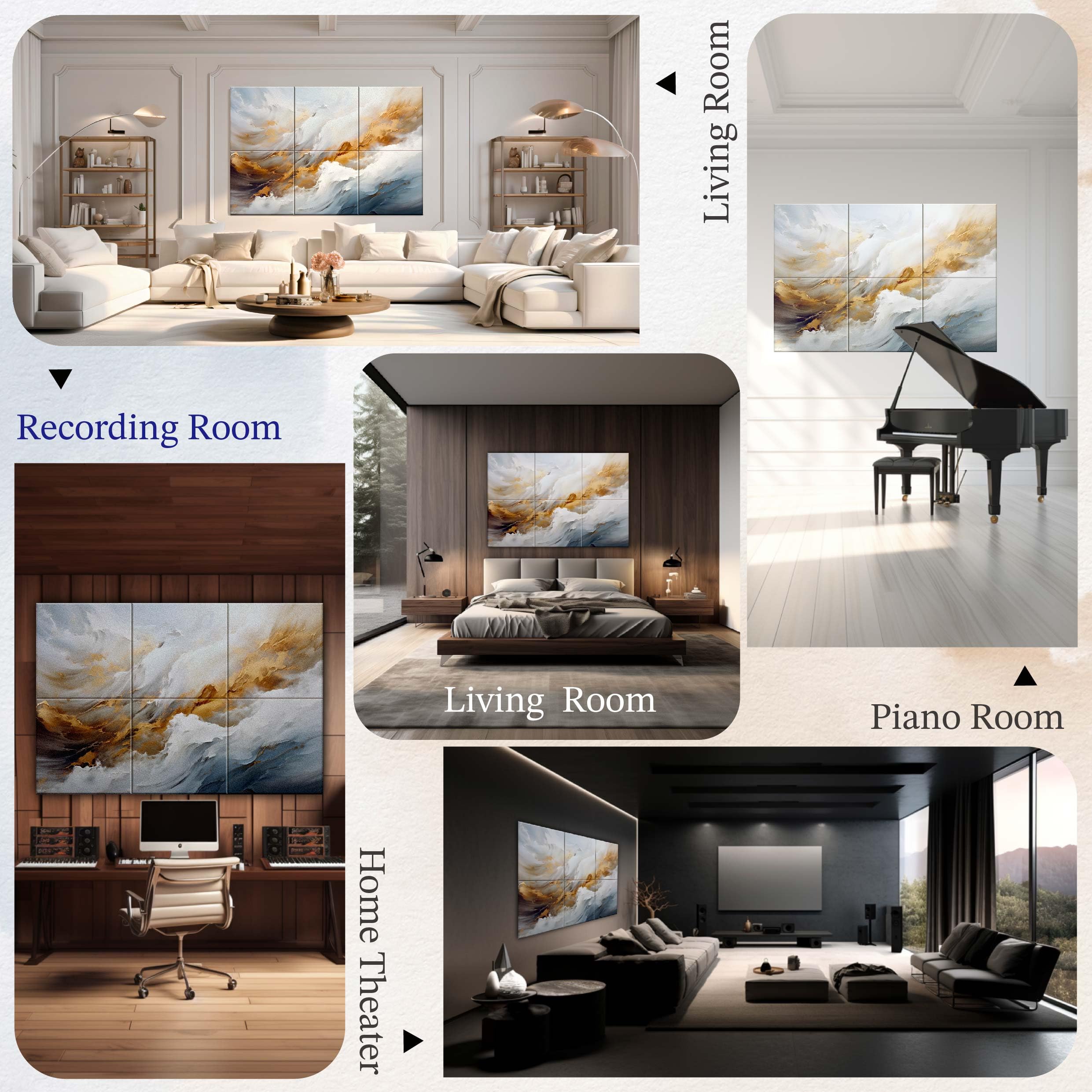 Soon Global Acoustical Wall Panels, 72 X 48 Inches Art Acoustic Panels, Decorative Acoustic Panels, Acoustic Wall Panels, Sound