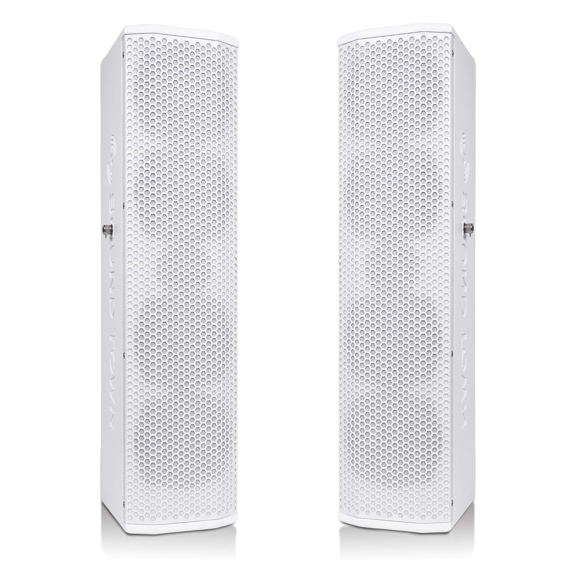 Sound Town Pair of Passive Wall-Mount Column Mini Line Array Speakers with 4 x 5 Woofers, White for Live Event, Church, Conferen