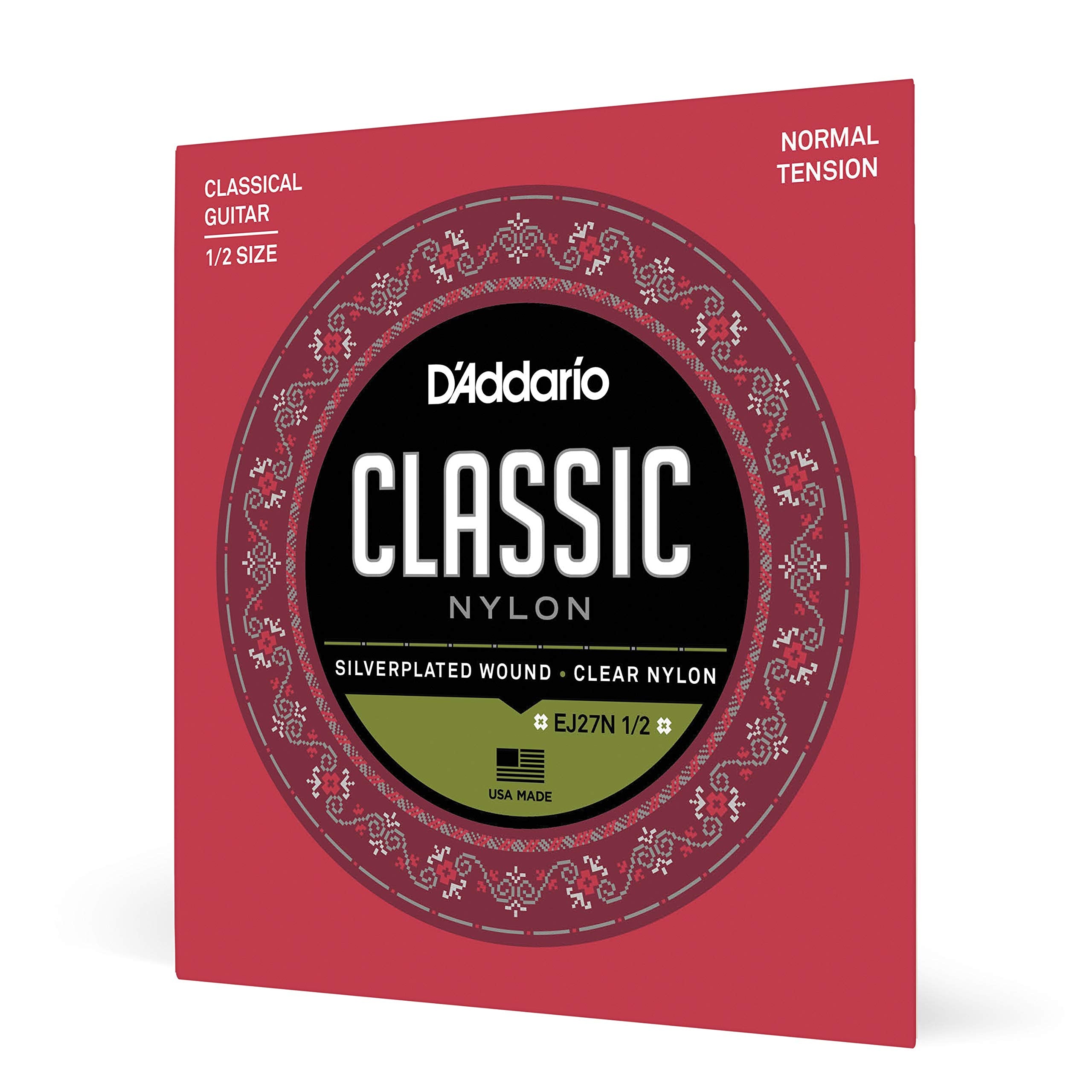 D'Addario Classical Guitar Strings - Classic Nylon Guitar Strings - Ej27N 1/2 - Guitalele Strings - Silver Plated Wrap, Nylon Co
