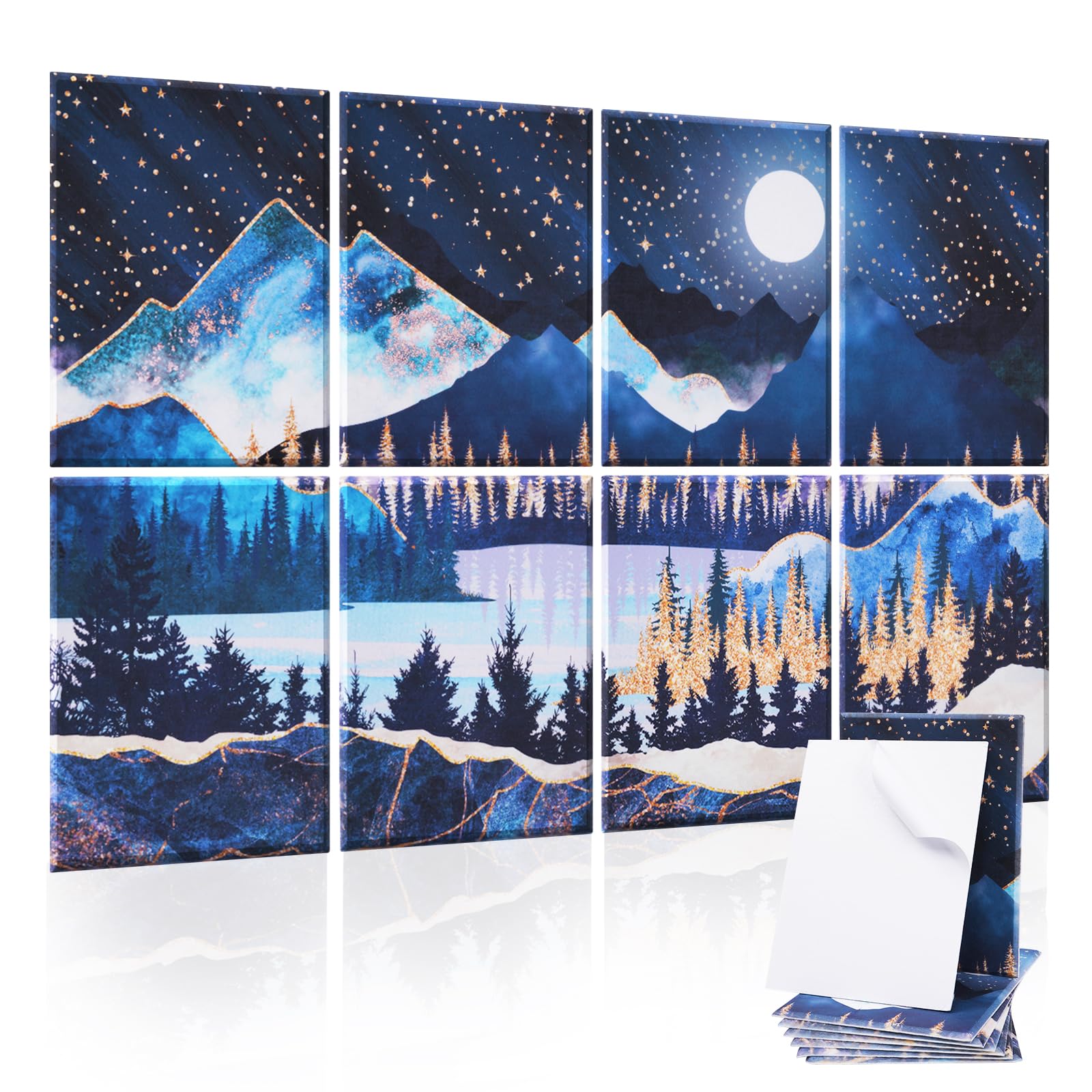 Tutmyrea 8 Pack Art Acoustic Panels, 48''X32'' Self-Adhesive Soundproof Wall Panels, Decorative Sound Absorbing Panels, Acoustic