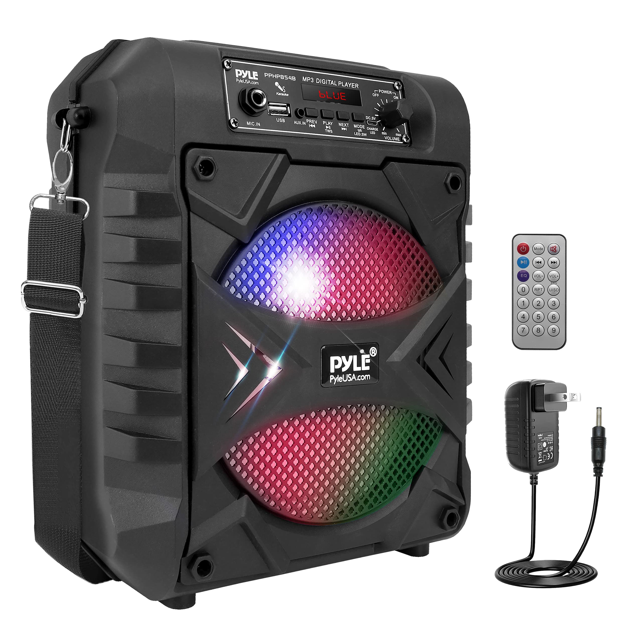 Pyle Portable Bluetooth PA Speaker System, 300W Rechargeable Outdoor Bluetooth Speaker Portable PA System w/ 8    Subwoofer, AUX
