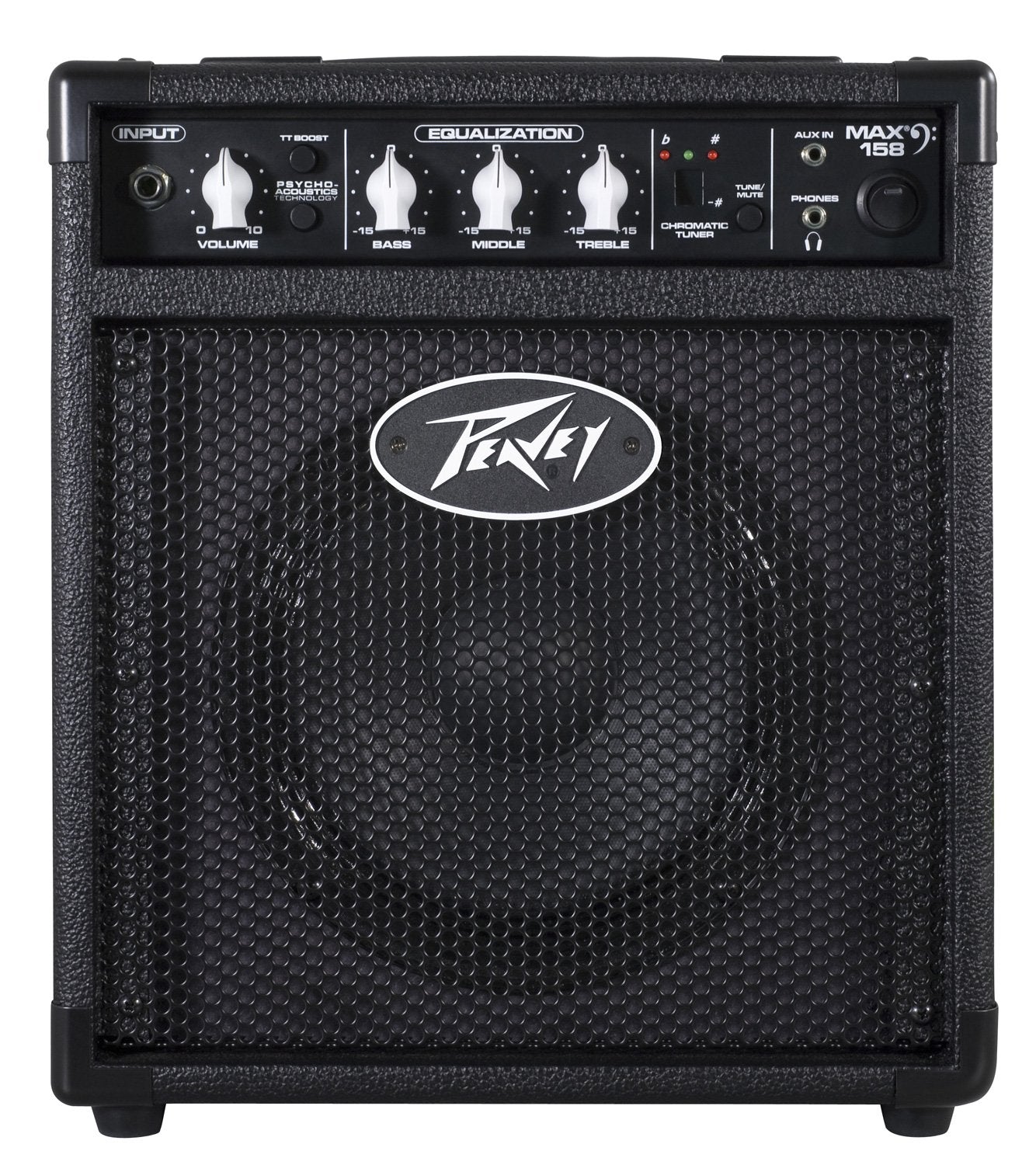 Peavey Max 158 Bass Combo Amplifier, 20W Rms, 8 Inch Speaker, 3-Band Eq, Transtube Distortion Boost, Compact Practice Bass Amp F