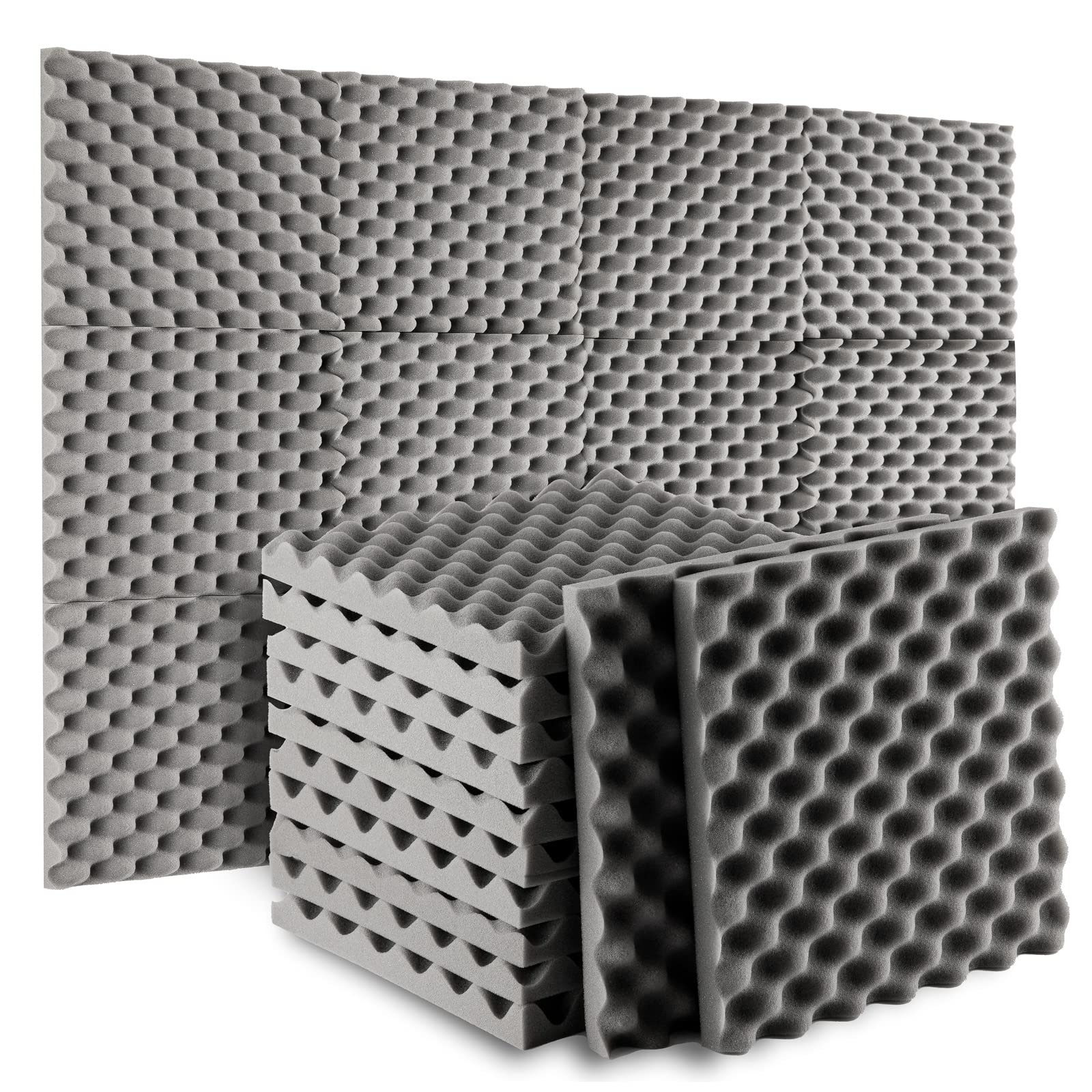 Sound Proof Foam Panels For Walls: 12 Pcs Acoustic Foam Panels With Double Side Adhesive Sticker For Studio Recording Office Bed
