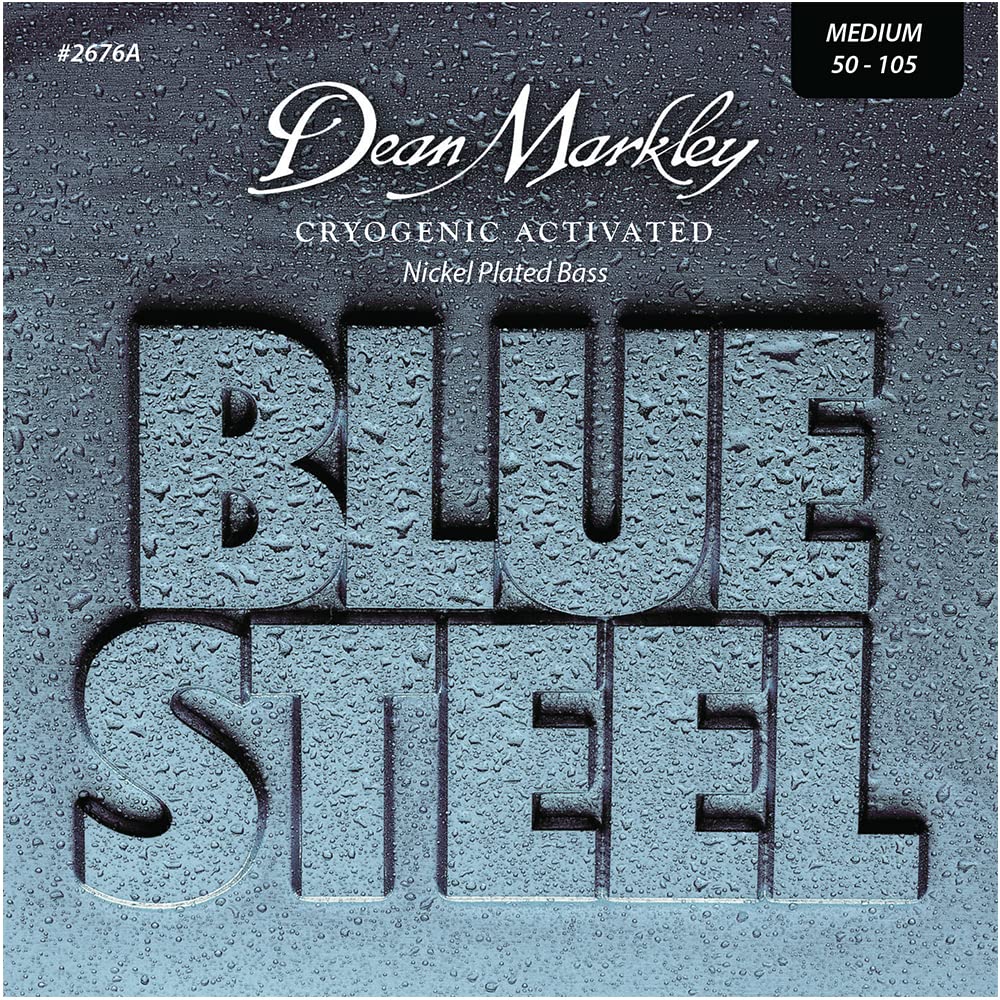 Dean Markley NPS Blue Steel Bass Guitar Strings 4 String Set, 50-105 Medium 4 String Bass Guitar, Cryogenically Processed Steel 
