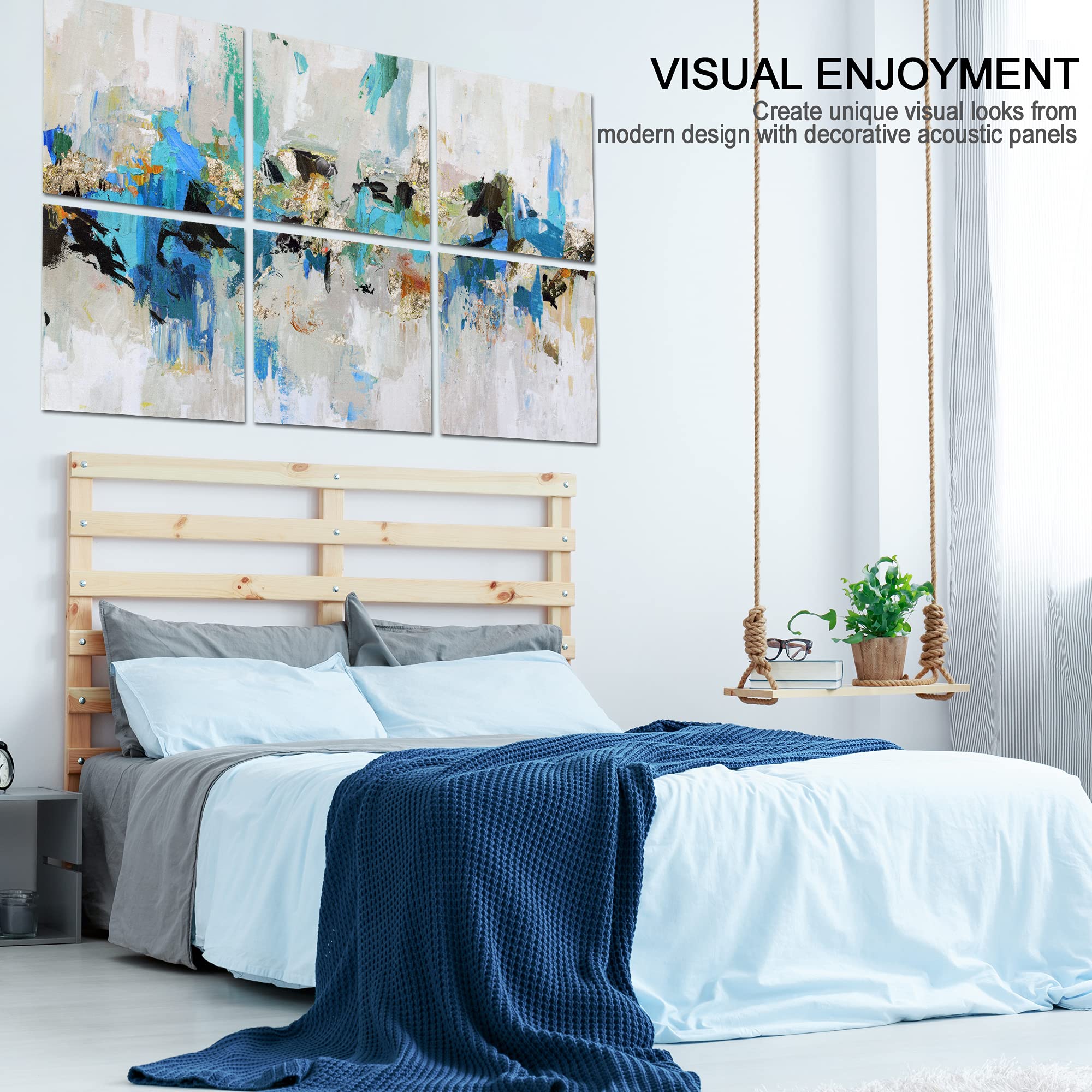 Olanglab Art Acoustic Panels,6 Pack 48''x32'' Acoustical Soundproof Wall Panels Sound Absorbing, Decorative Sound proofing,Sound