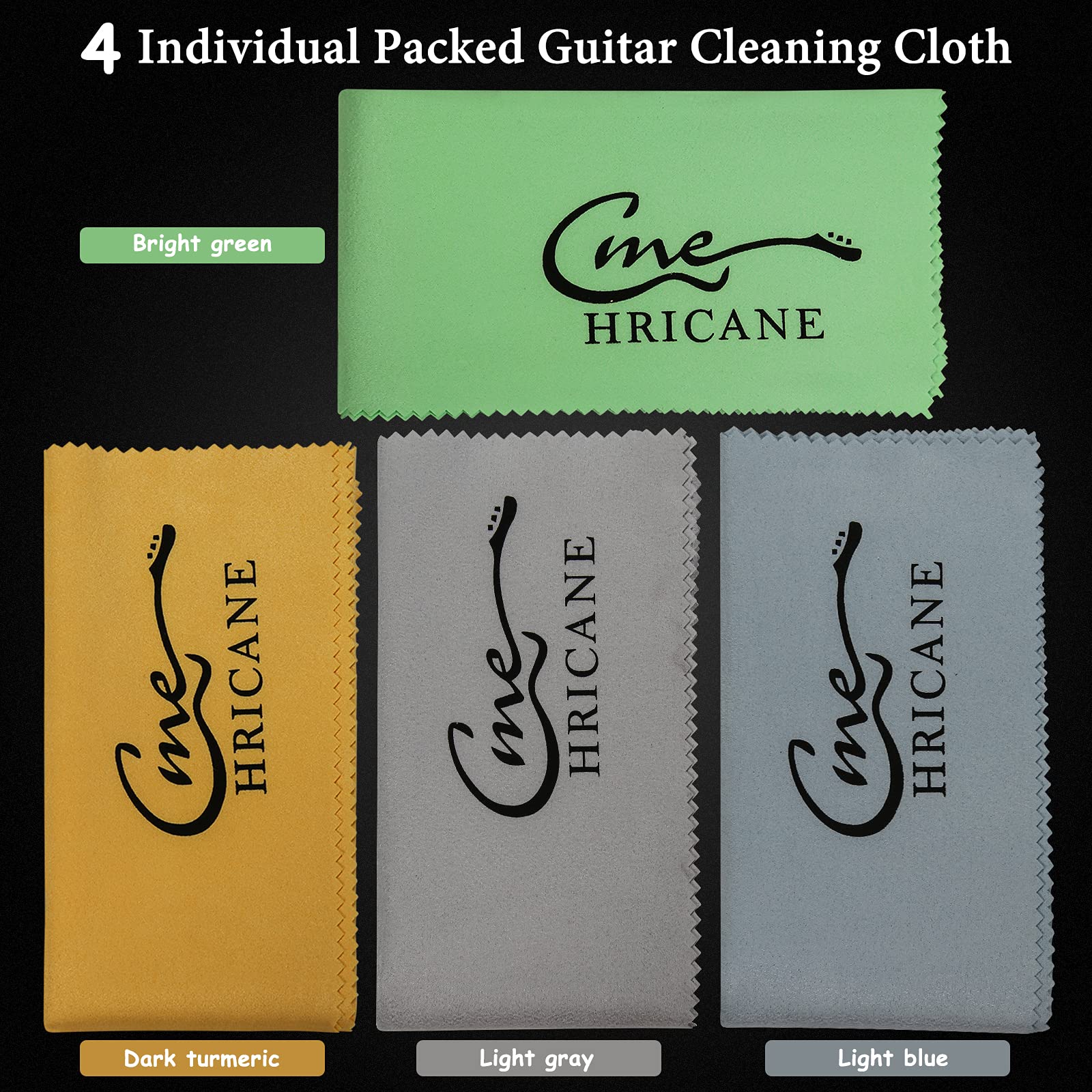 Hricane 4-Pack 12''x12'' Guitar Cloths Ultrafine fiber suede Plush Polishing Cloths for Musical Instruments Premium Polishing &