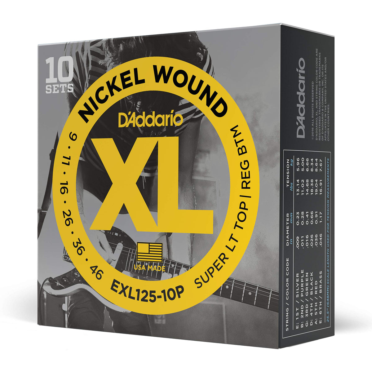 Daddario Guitar Strings - Xl Nickel Electric Guitar Strings - Exl125-10P - Perfect Intonation, Consistent Feel, Durability - For