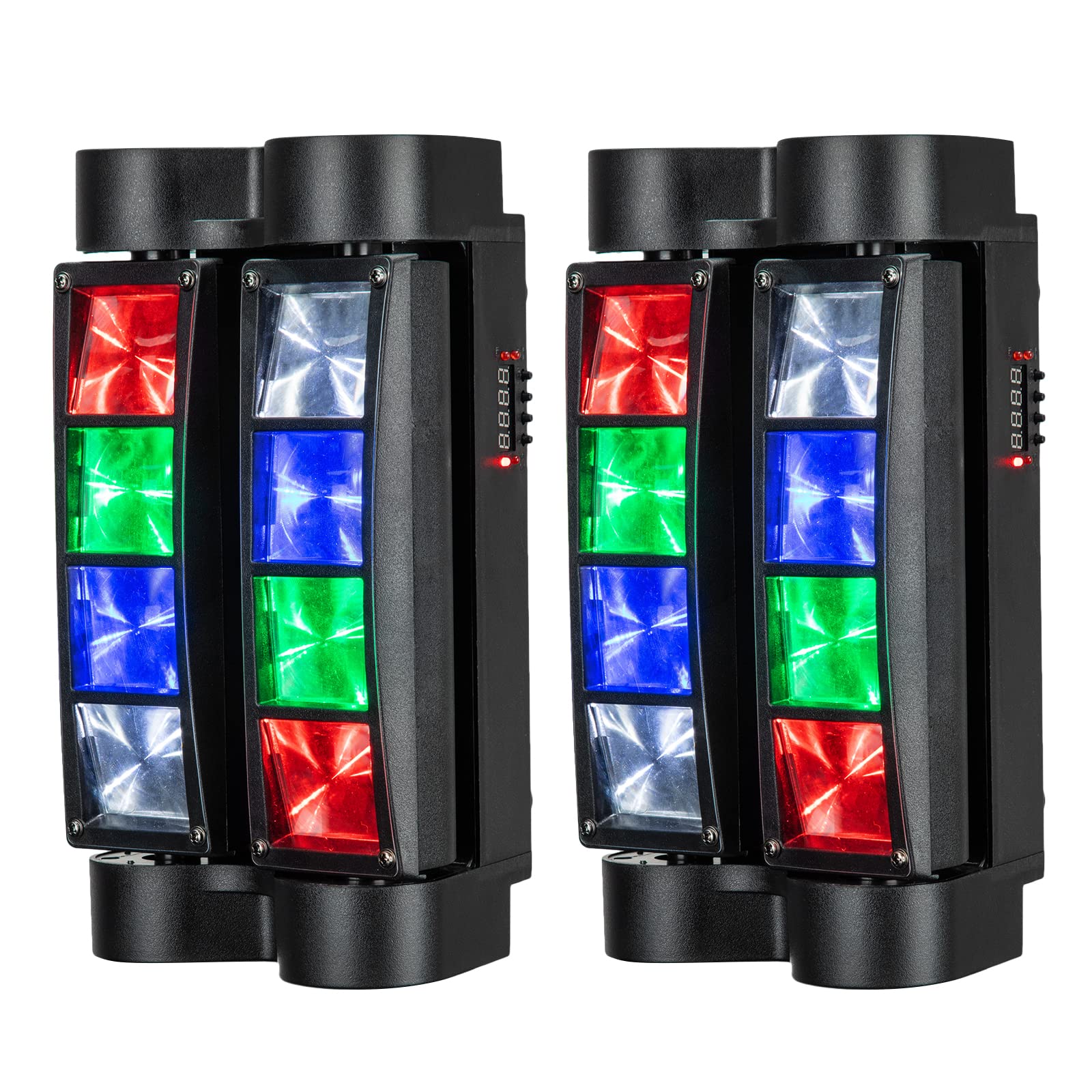Lunsy Spider Moving Head Dj Lights, Disco Party Stage Lights Indoor, Lunsy 8X10W Rgbw Sound Activated Dmx-512 Control Strobe Bea