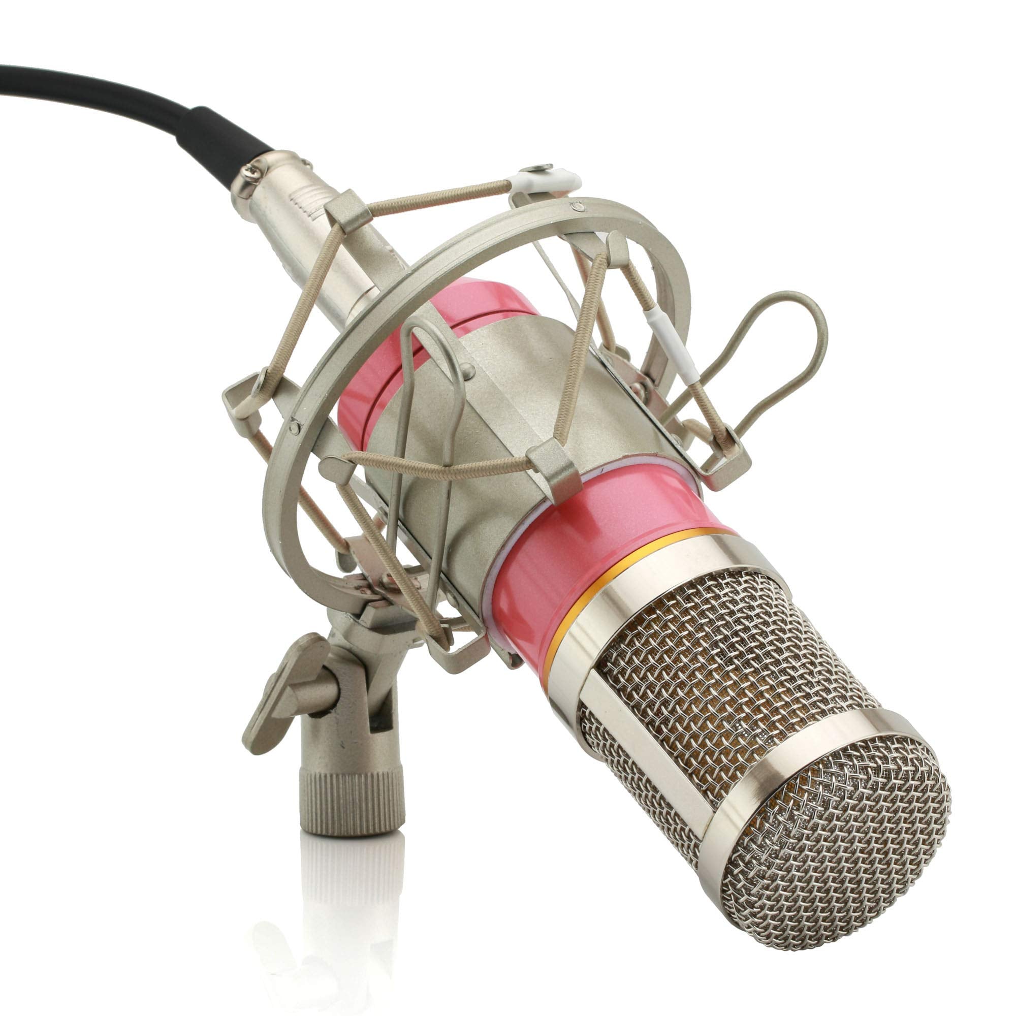 Powerpak Bm-800 Pink Silica Gel Professional Condenser Xlr Microphone With Metal Shock Mount (Requires Phantom Power Or Sound Ca