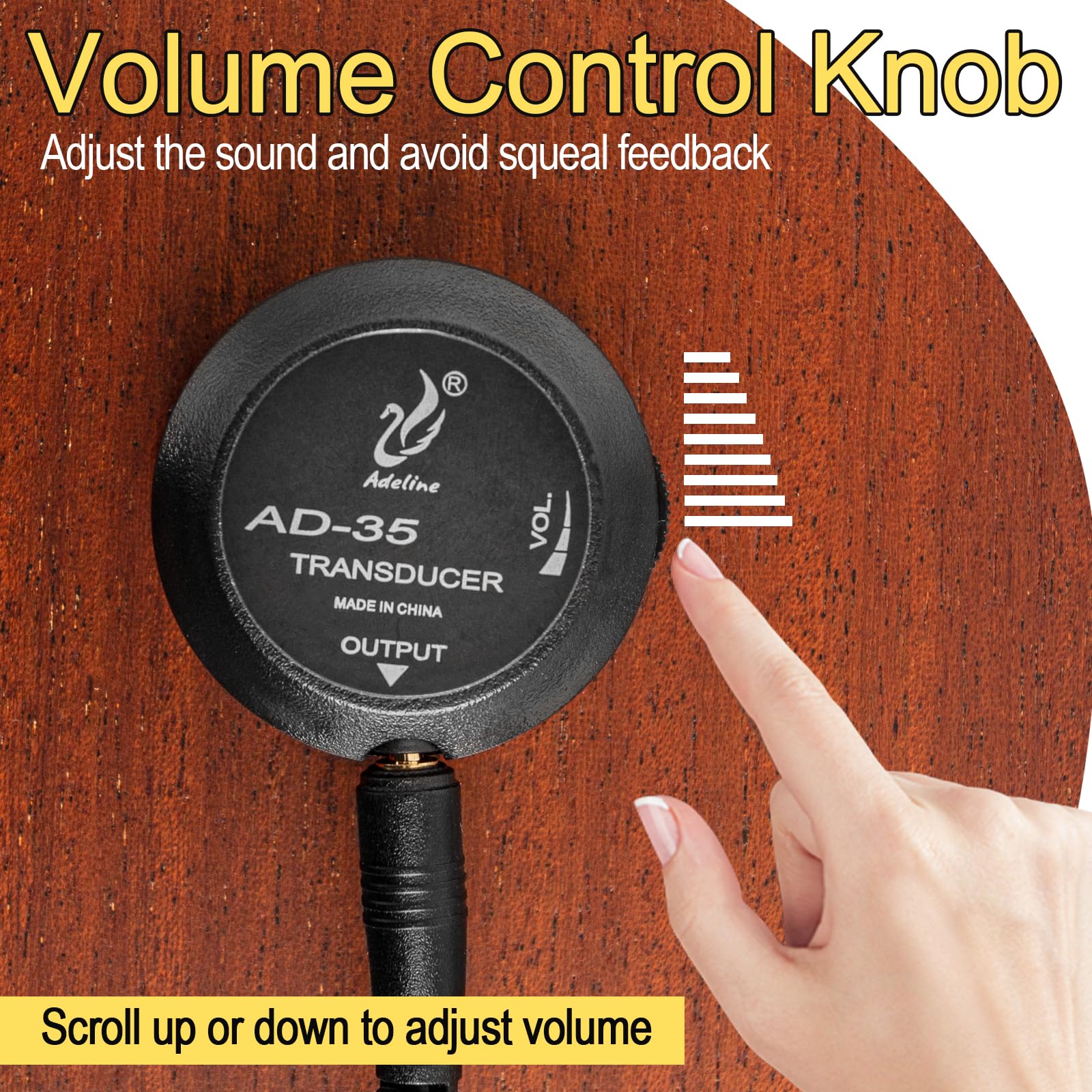 MUZTOP Guitar Pickup with Volume Control, Piezo Pickup Contact Microphone Transducer Pickup for Acoustic Guitar, Violin, Mandoli