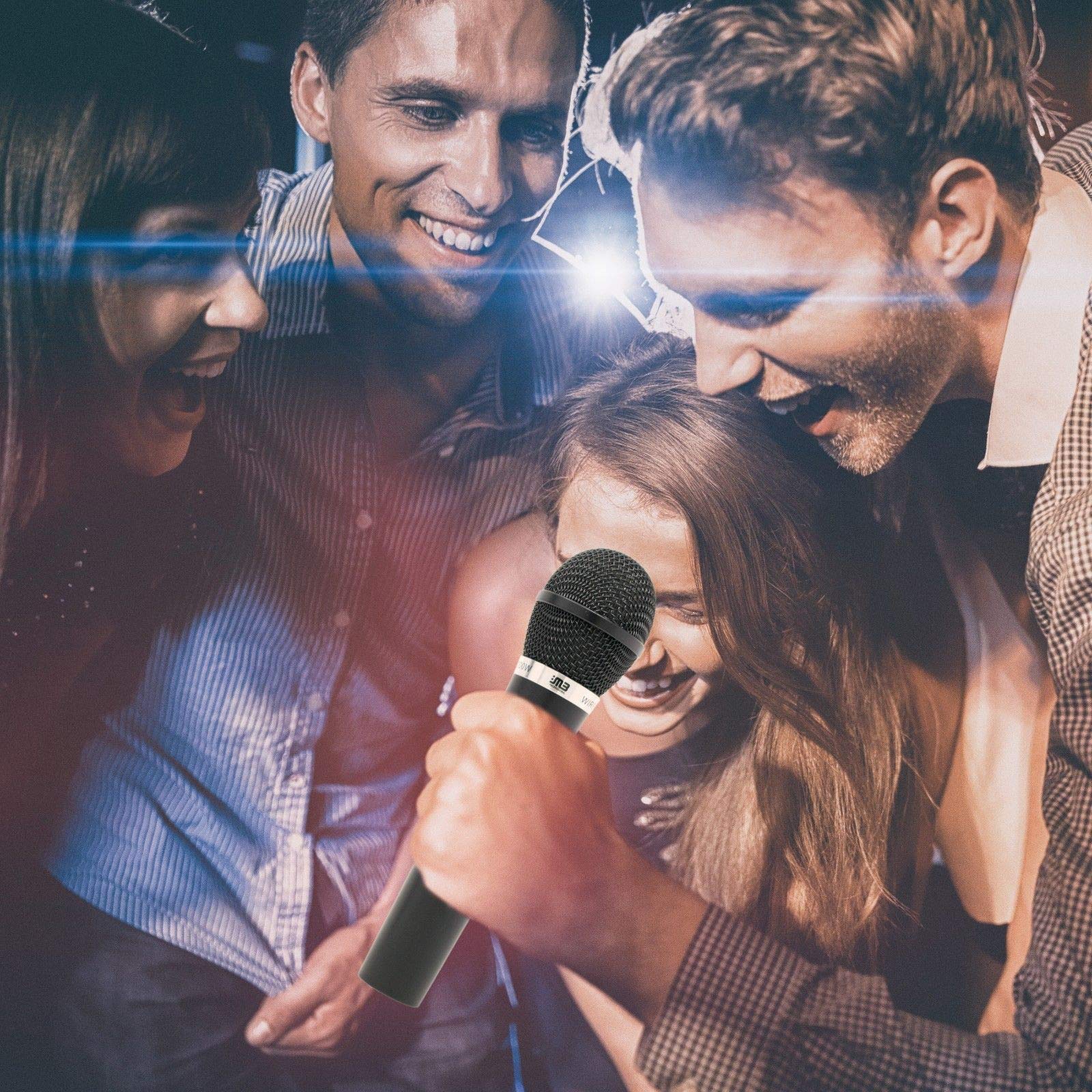 EMB EM-200W Professional Wireless Microphone System Dual Handheld (2 Microphones) 1 Cordless FM Receiver Including 1X 1/4'' Jack