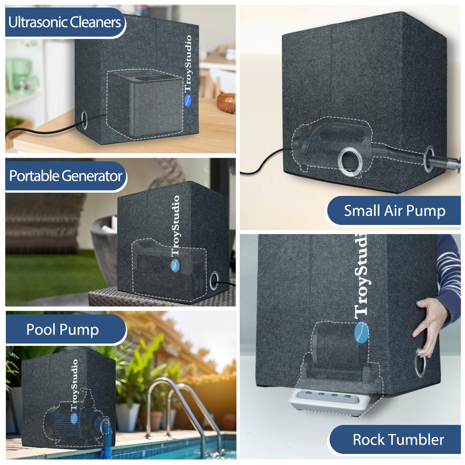 TroyStudio Portable Sound Proof Box, 16''x12''x16.2'' Noise Reduction Enclosure, Light Blocking Quiet Cover, Soundproof Barrier