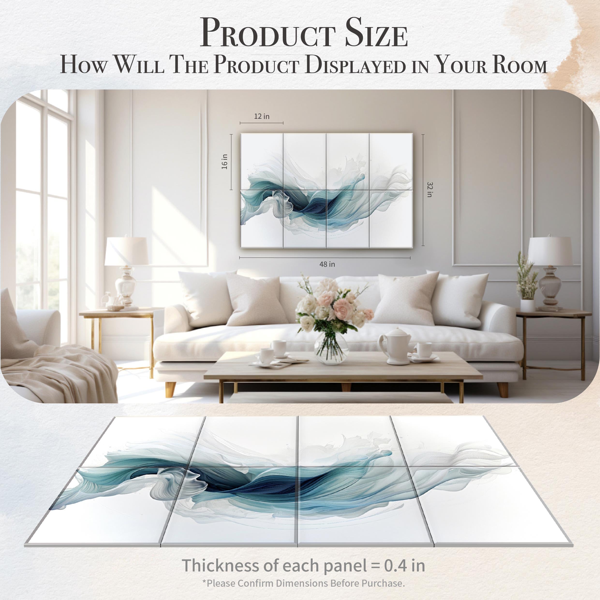 Soon Global 8-Pack Acoustical Wall Panels,48 X 32 Inches Sound Absorbing Panels, Decorative Acoustical Wall Panels, Acoustic Tre