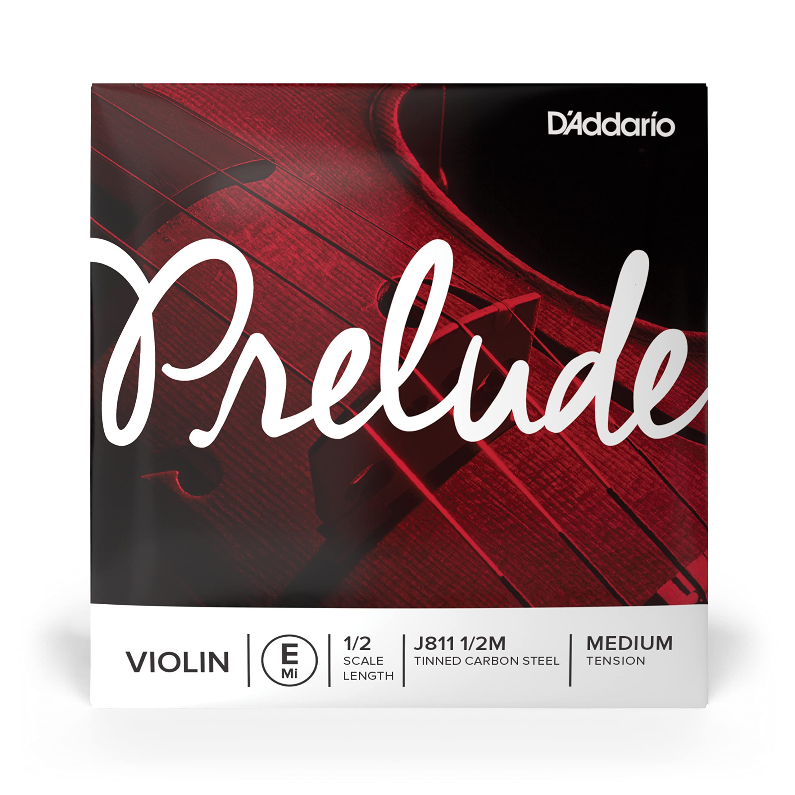 DAddario Prelude Violin Single E String, 1/2 Scale, Medium Tension - J811 1/2M - Solid Steel Core, Warm Tone, Economical and Du