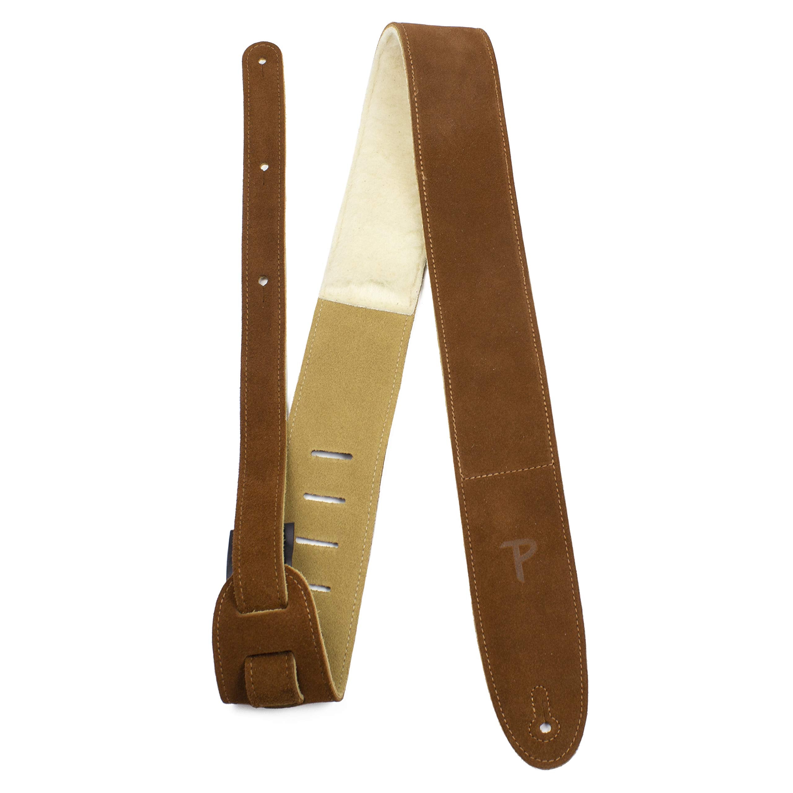 Perri's Leathers, Suede Guitar Strap, Sheepskin Pad, Anti-Slip, Classic, Suitable for Each Level, Standard Size, 41'' to 56'' In