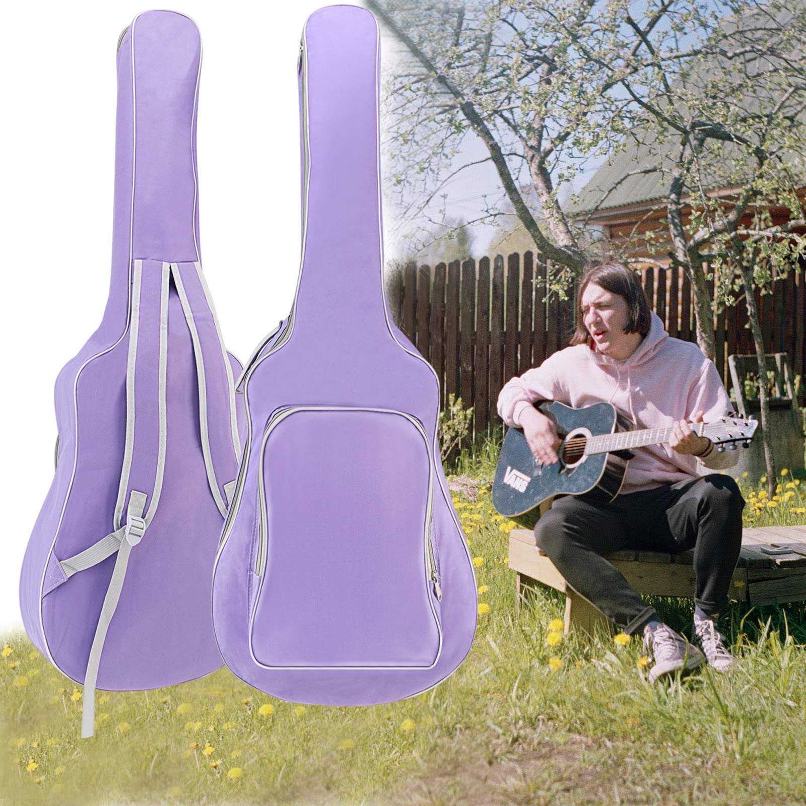 Acoustic Guitar Bag 40 41 Inch, Guitar Gig Bag, Double Shoulder Adjustable Straps Guitar Case, Waterproof Soft Guitar Backpack L