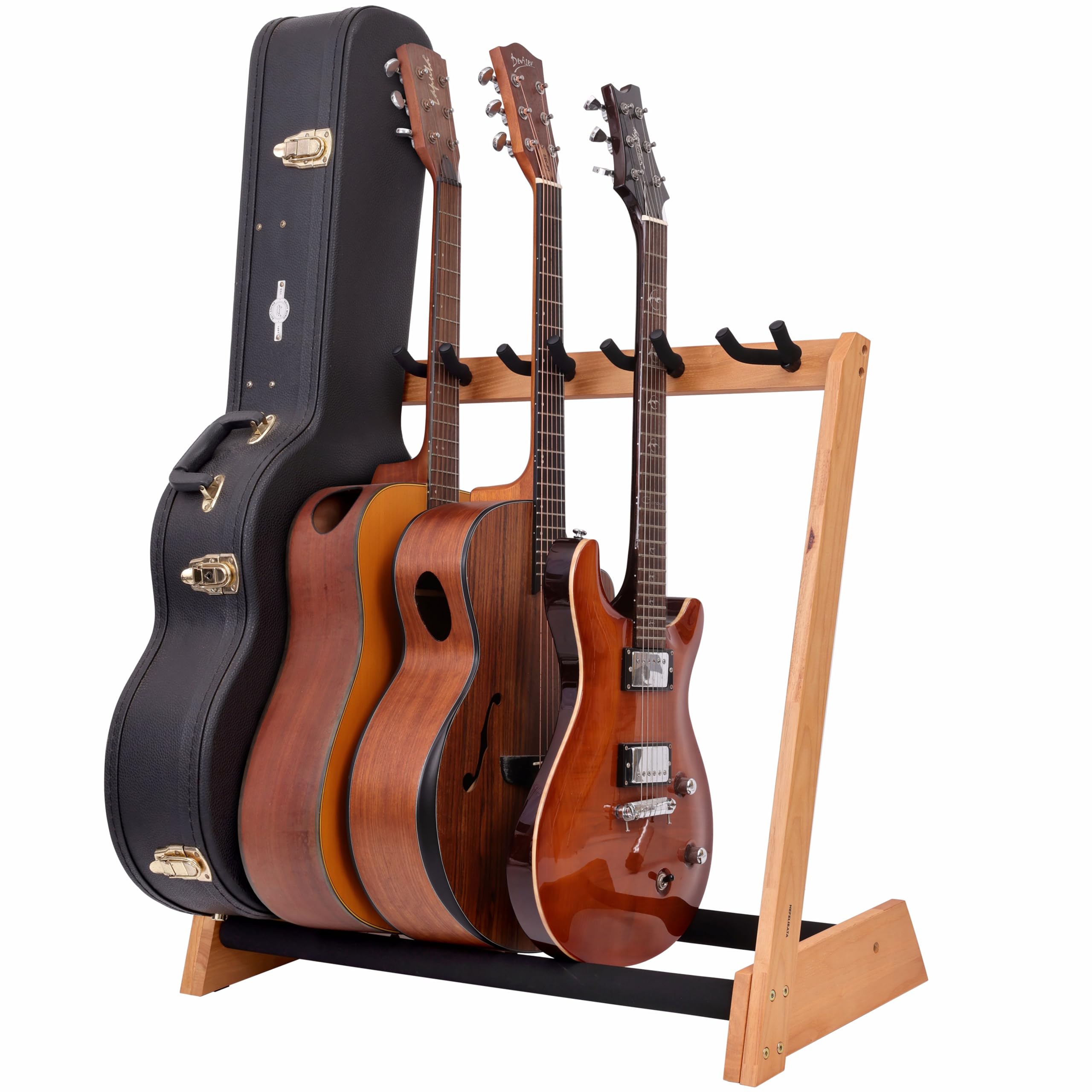 Nefelibata Guitar Stand Multi-Purpose 5 Stands Wooden Guitar Rack Floor Stand for Guitars and Cases, Cellos - Log