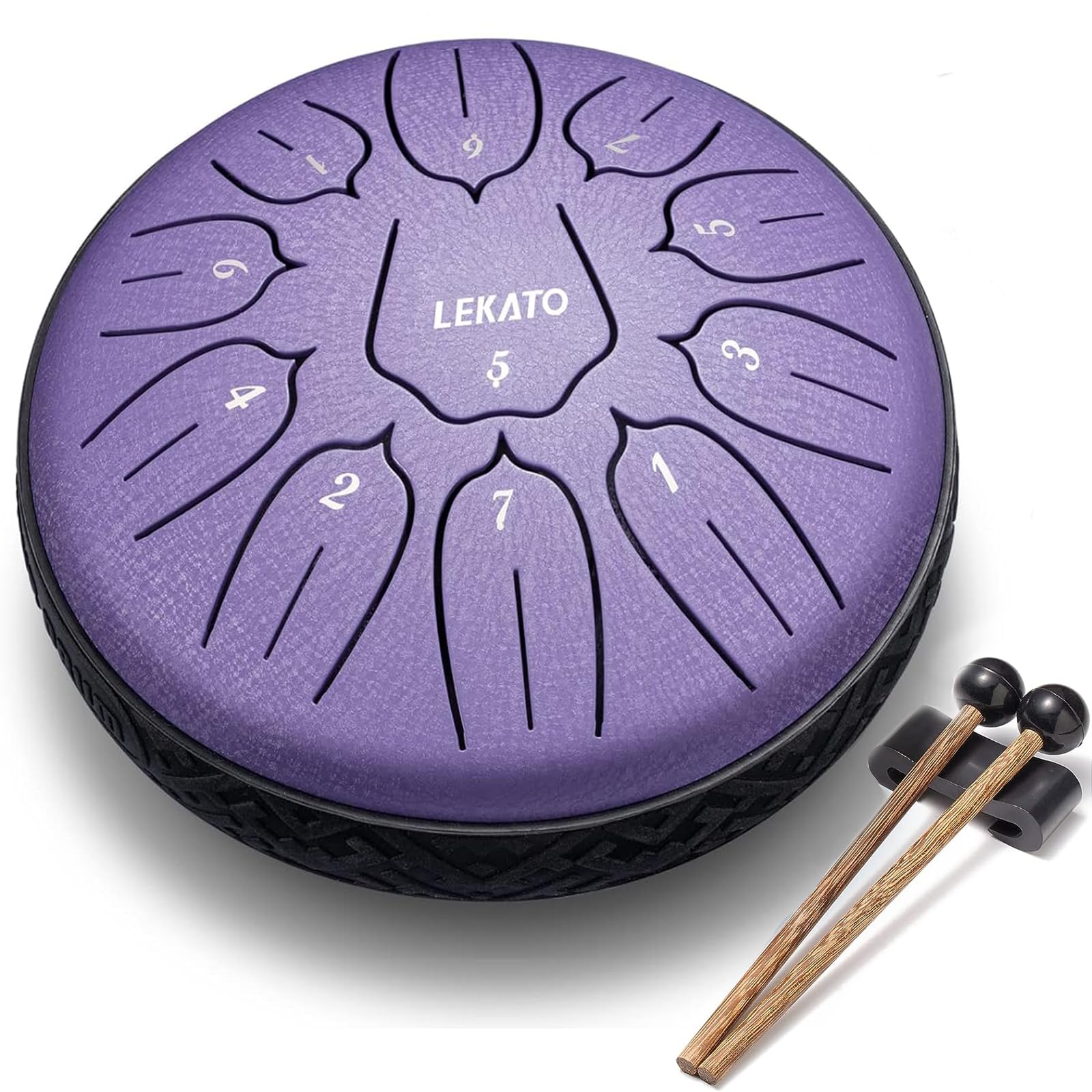 LEKATO Steel Tongue Drum 6 Inch 11 Notes, D Major Handpan Drum for Meditation Yoga Beginner Musical Drum for Families/Friends,Pu