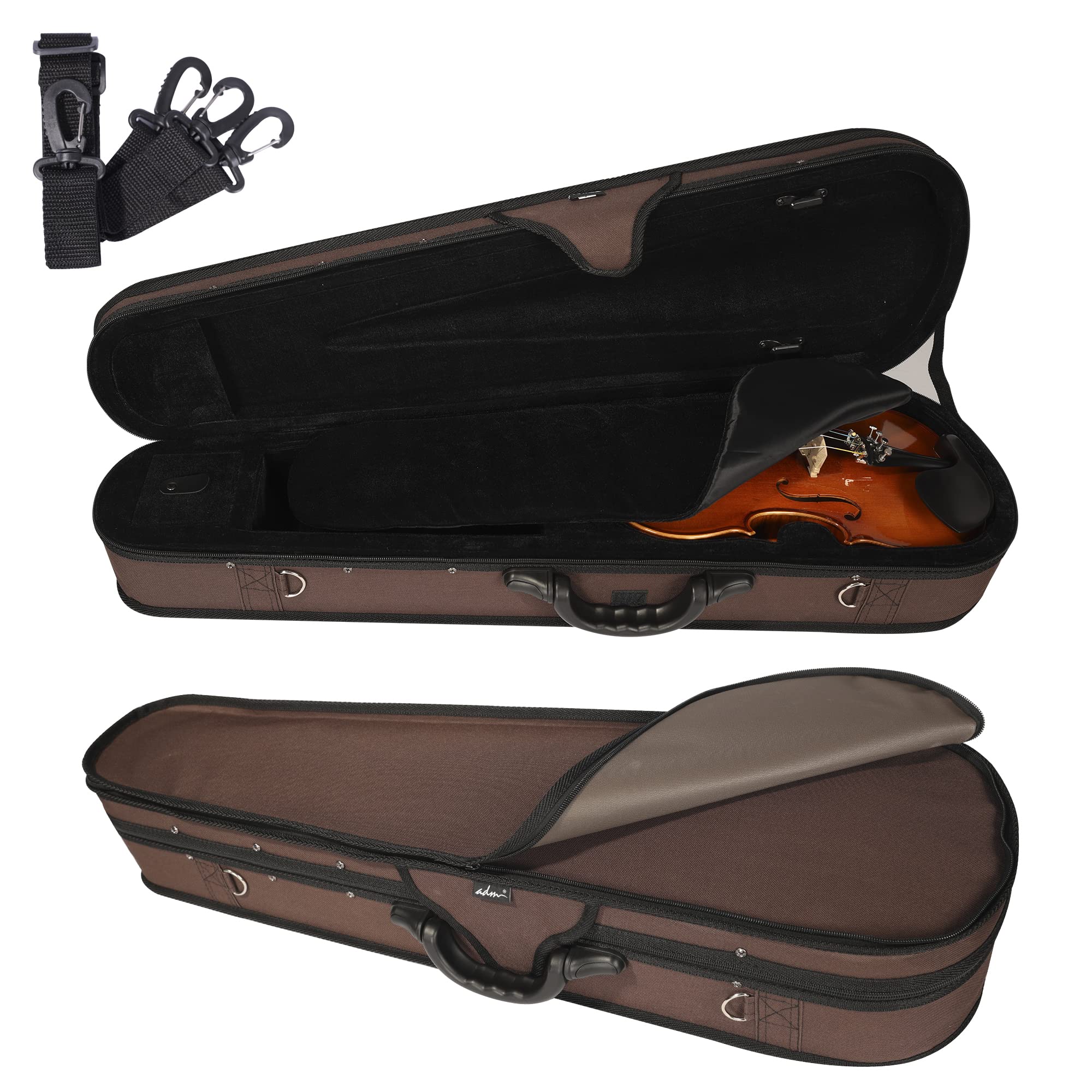 adm 4/4 Full Size Violin Hard Case Basic Professional Triangular Shape Backpack, Super Light Suspension (Brown)