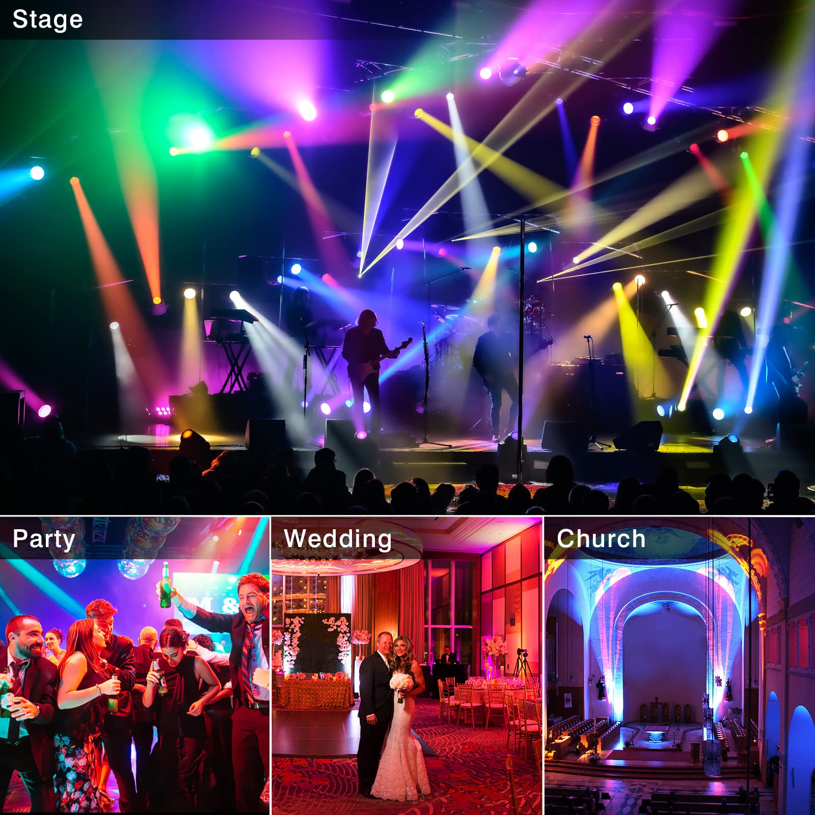 OPPSK LED Stage Par Lights - 36W RGB DJ Par Can Lights 2 Pack Sound Activated with Remote DMX Control Uplights for Events Weddin