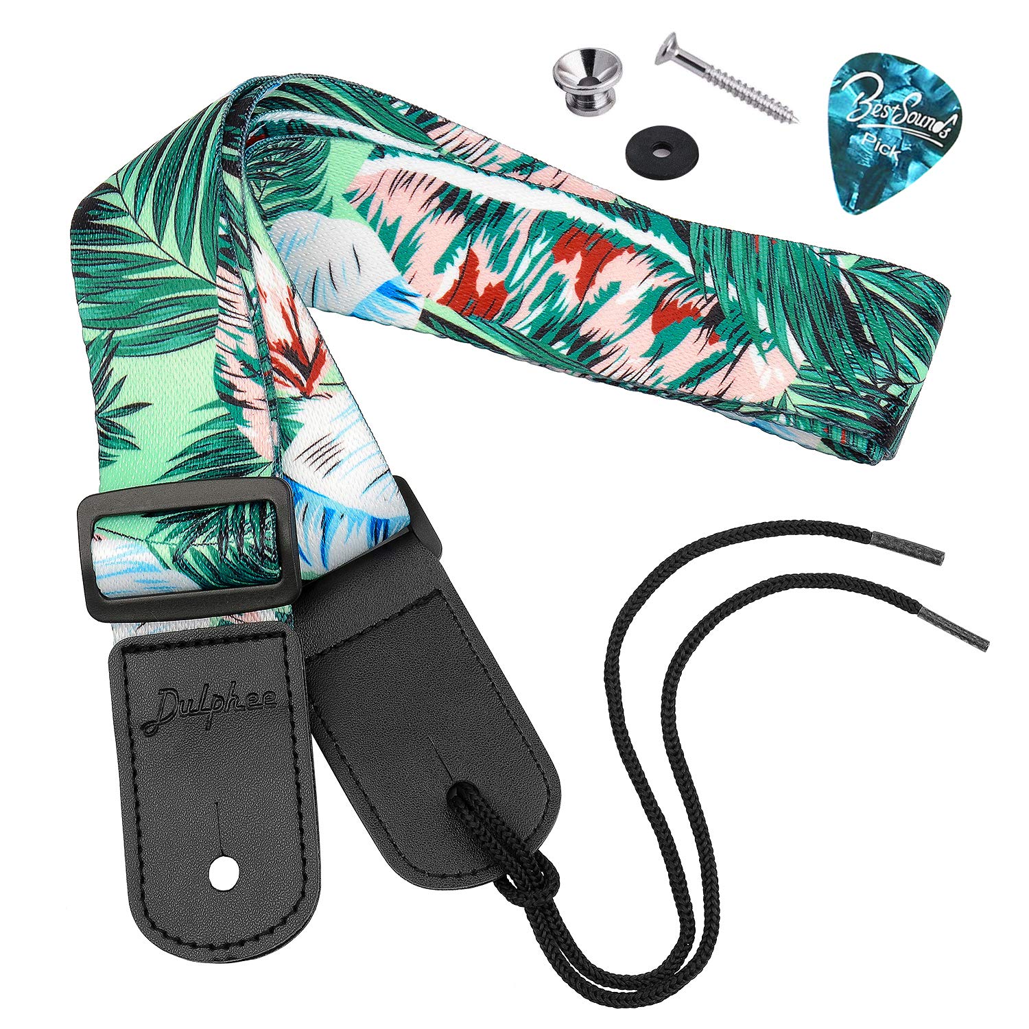 Dulphee Ukulele Strap Hawaiian Style Adjustable Uke Shoulder Strap for Soprano Concert Tenor Baritone Ukulele, Mandolin and Banj