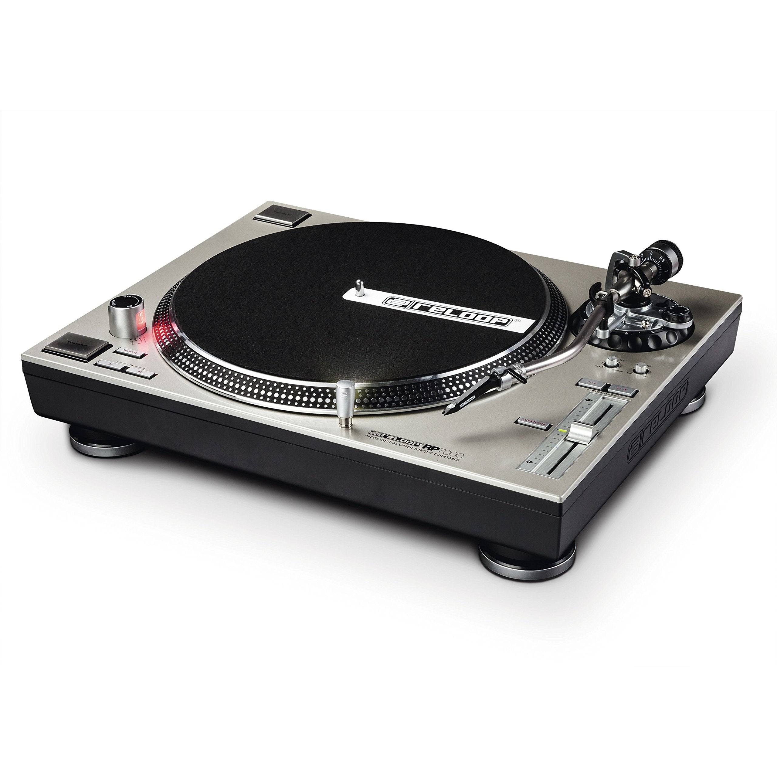 Reloop AMS-RP-7000-SLV Quartz Driven DJ Turntable with Upper-Torque Direct Drive, Silver (RP-7000-SLV)