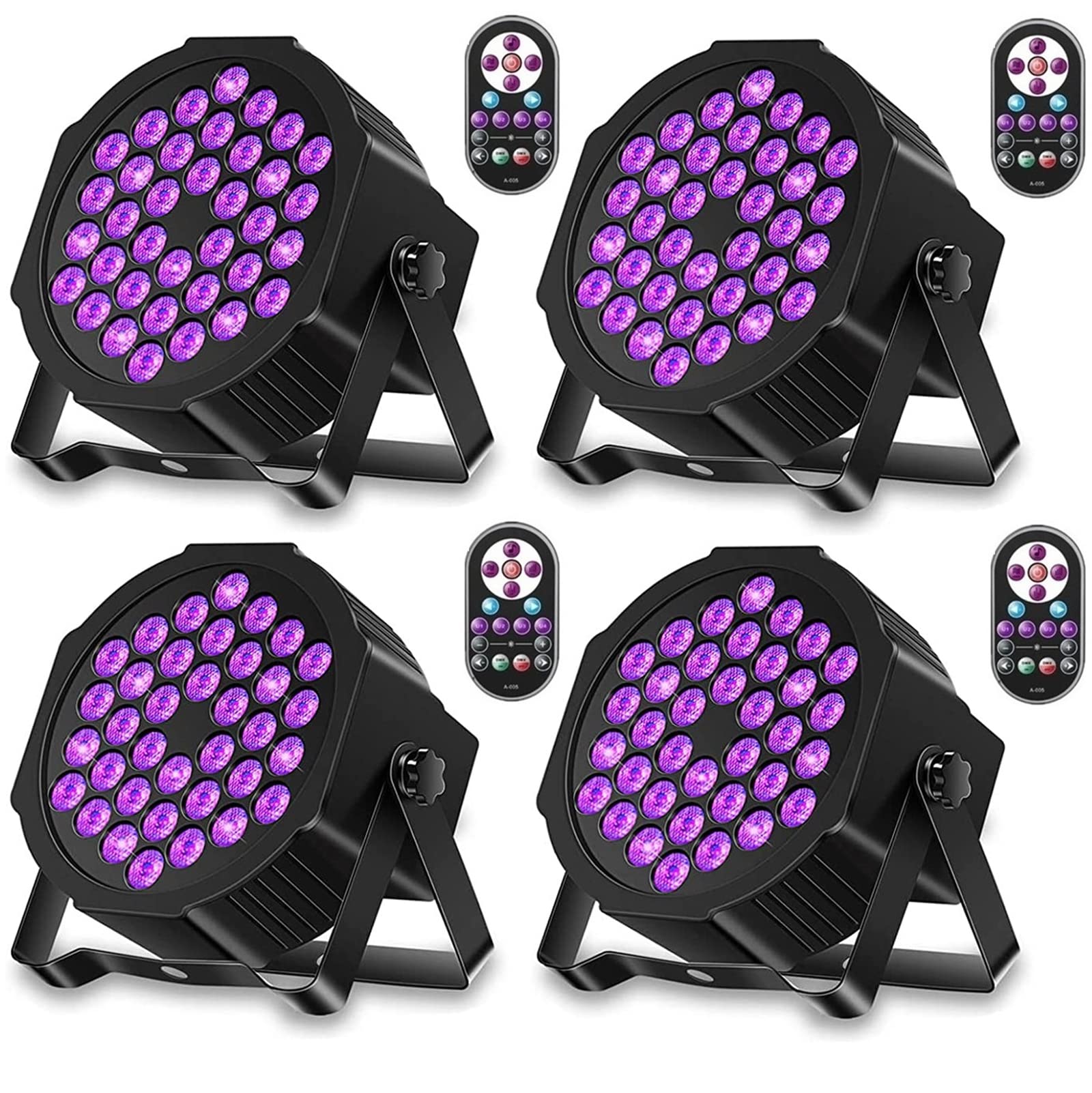 Uking 36Led Black Lights, 72W Uv Stage Lights Blacklight With Glow In The Dark Party Supplies By Dmx And Remote Control For Hal