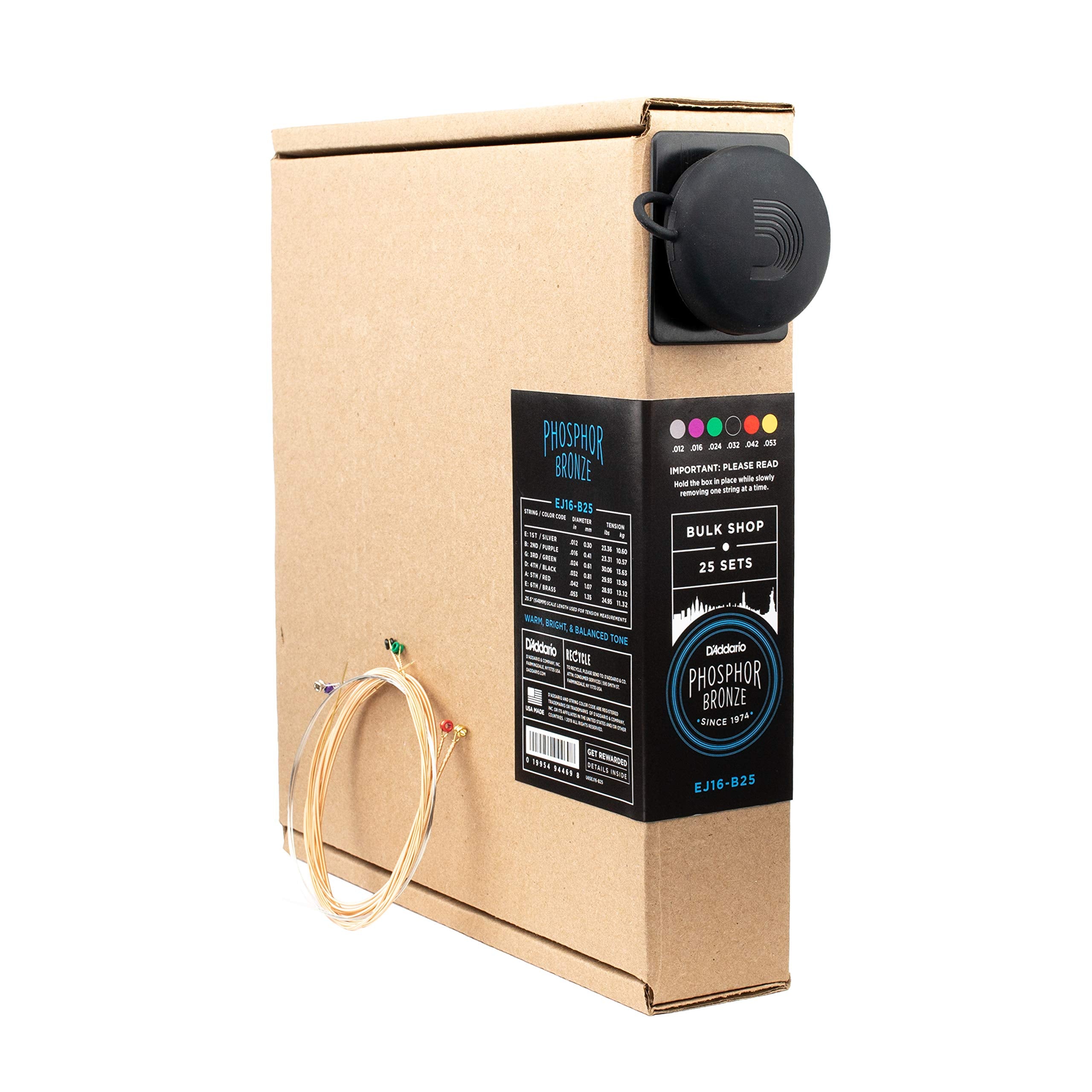 Daddario Guitar Strings - Phosphor Bronze Acoustic Guitar Strings - Ej16-B25 - Rich, Full Tonal Spectrum - For 6 String Guitars