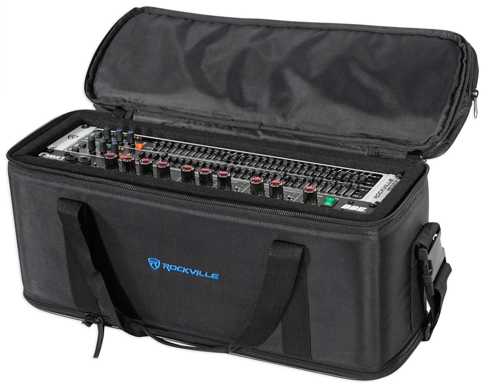 Rockville 3U Rack Bag Double-Sided Case with 12 Depth + Shoulder Strap (RRB30),Black