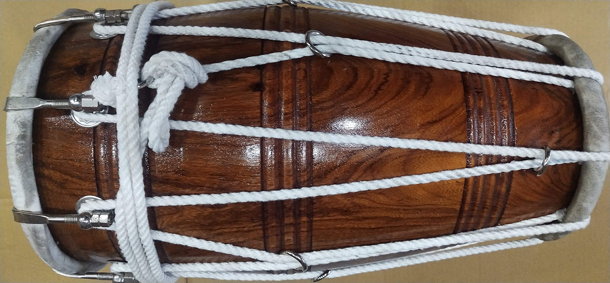 Recording Handmade Sheesham Wood Dholak Musical Instrument Drum Nuts N Rope