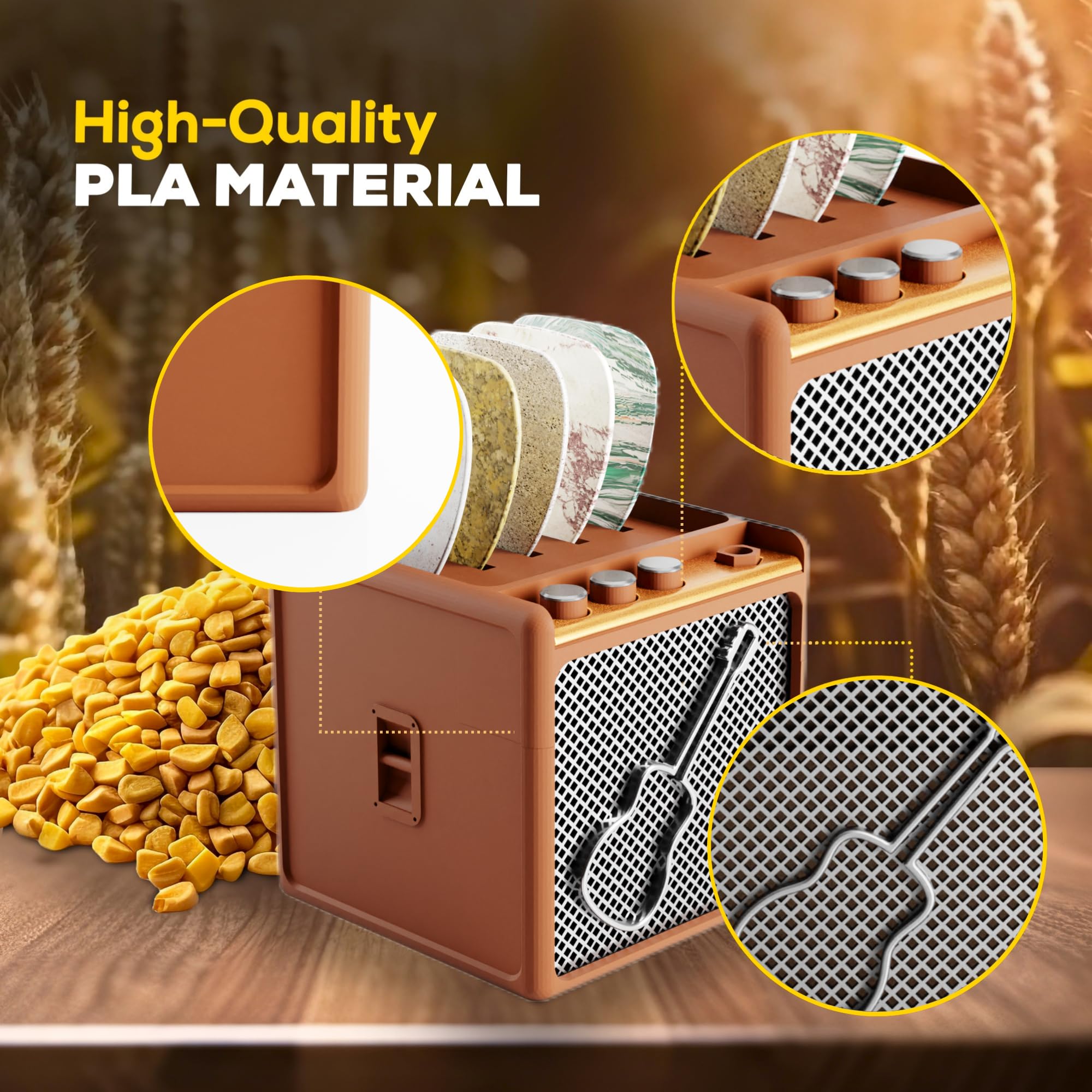 HOTCAN Guitar Pick Display Holder - Stylish Organizer for Music Enthusiasts and Musicians (Brown)