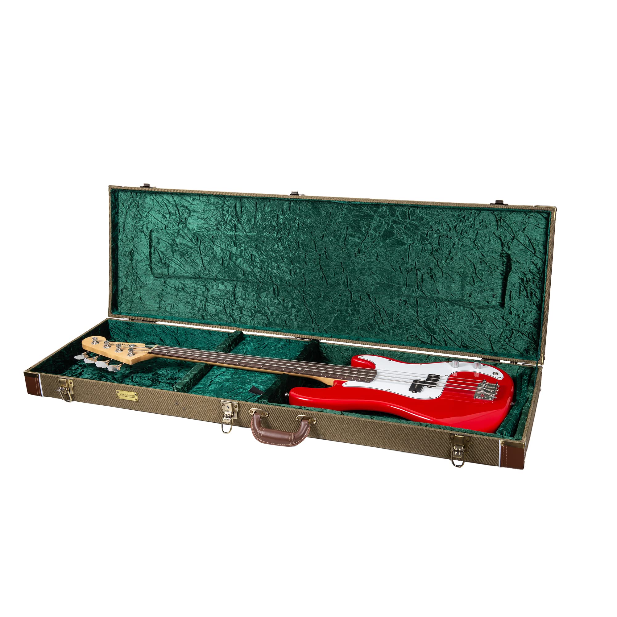 Crossrock Vintage Wood Case Fits Precision Bass Style Guitars-Green(Crw700Bgn)