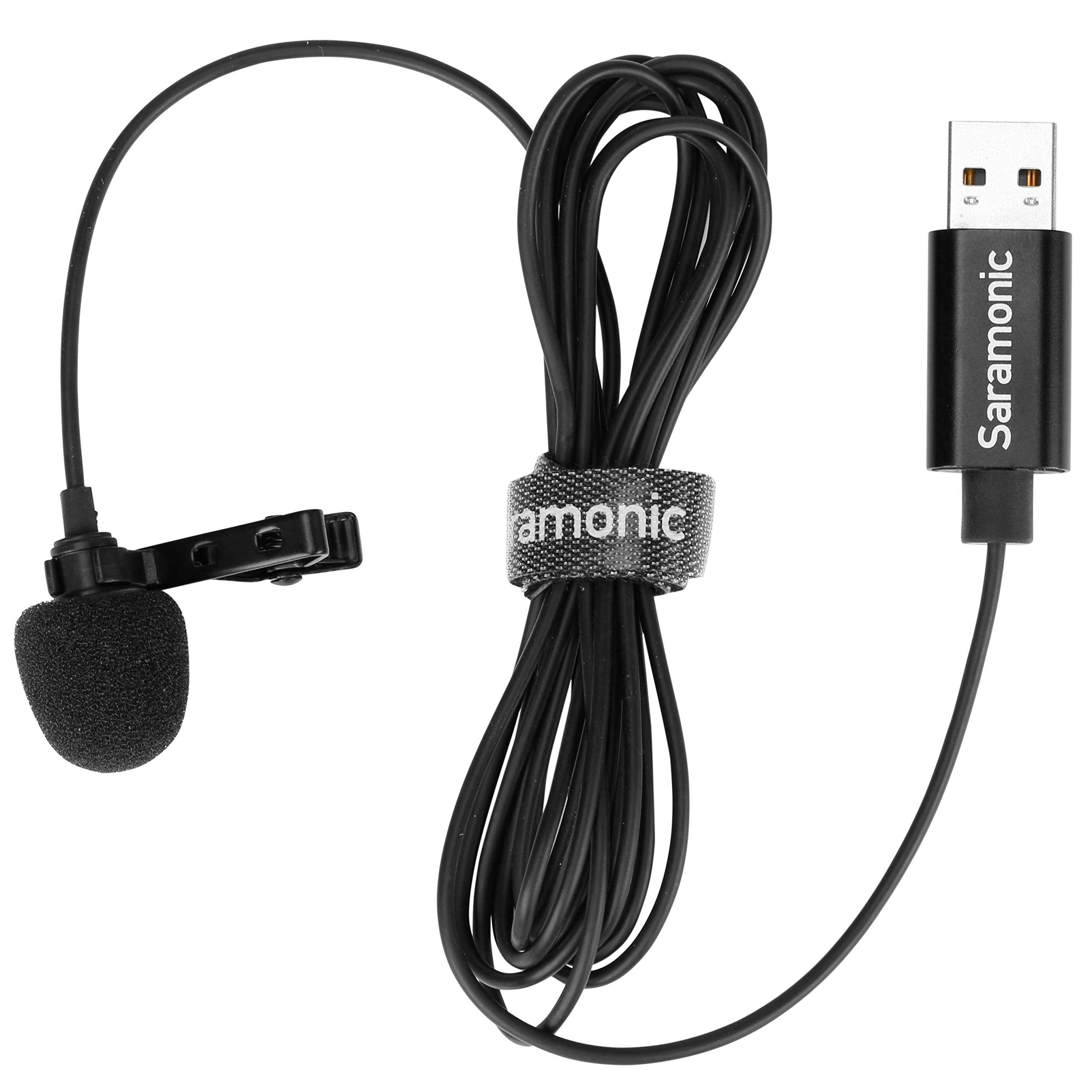 Saramonic Upgraded USB Lavalier Micrphone for PC&MAC, 2M USB-A Laptop Desktop Computer Lapel Microphone