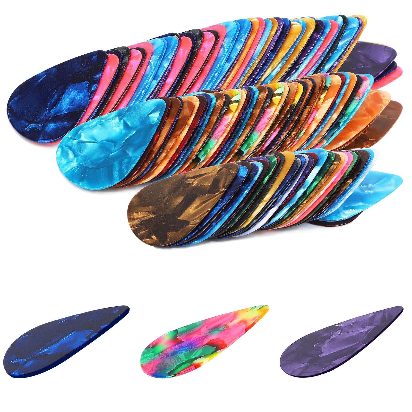 Decyool 100Pcs Guitar Picks In Gradient Color, Medium Thickness Celluloid Guitar Picks, Metal Guitar Picks For Ukulele, Electric