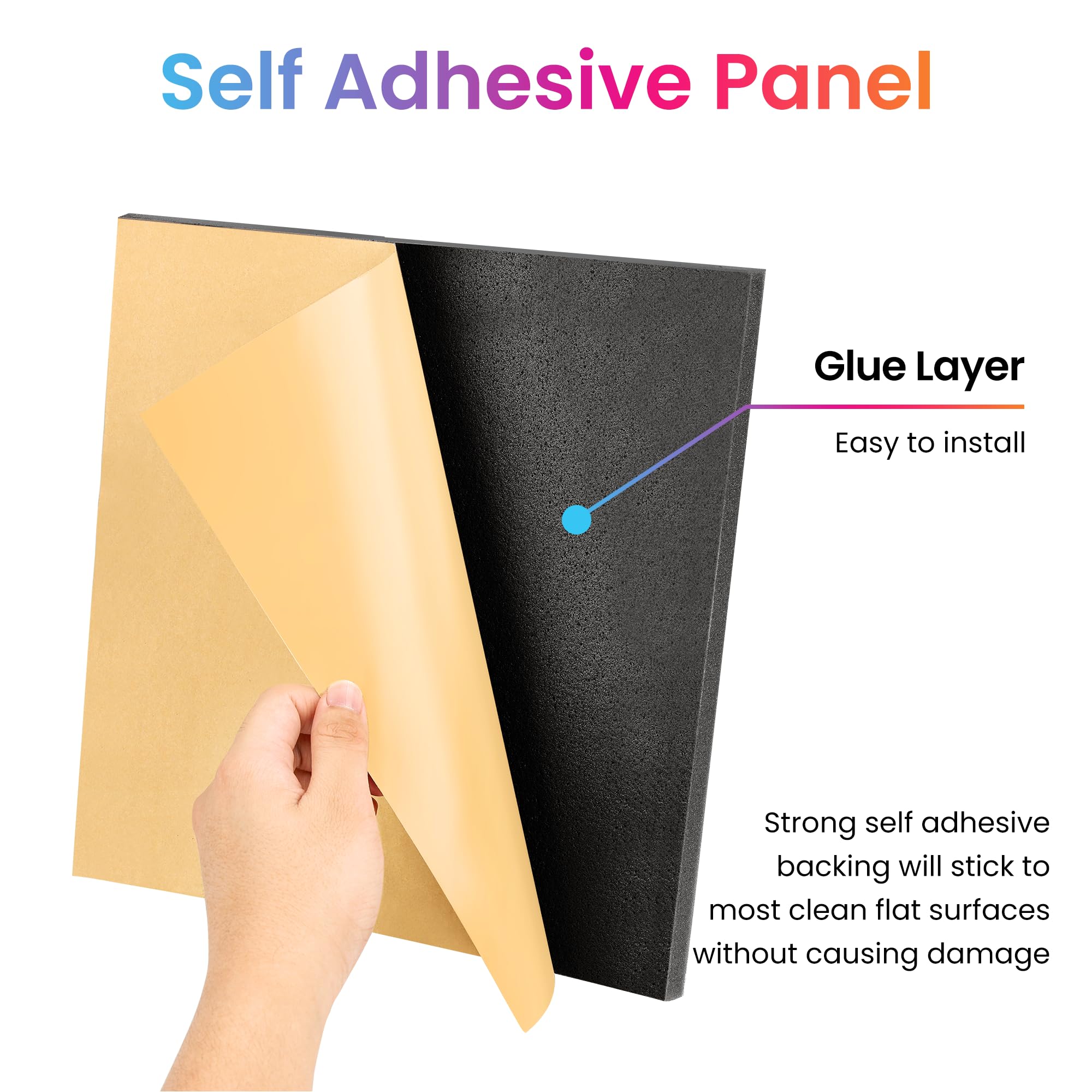 Fstop Labs Acoustic Foam Panels 1'' X 12'' X 12'' Self-adhesive Acoustic Studio Wedge Tiles, Sound Panels wedges Soundproof Foam