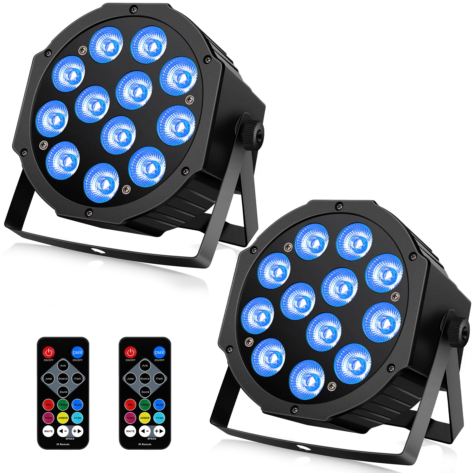 Battery Powered Par Lights 2Pack - 12Leds 36W Rgbw Dj Par Light Sound Activated Master Slave Remote Dmx Control Uplights For Eve