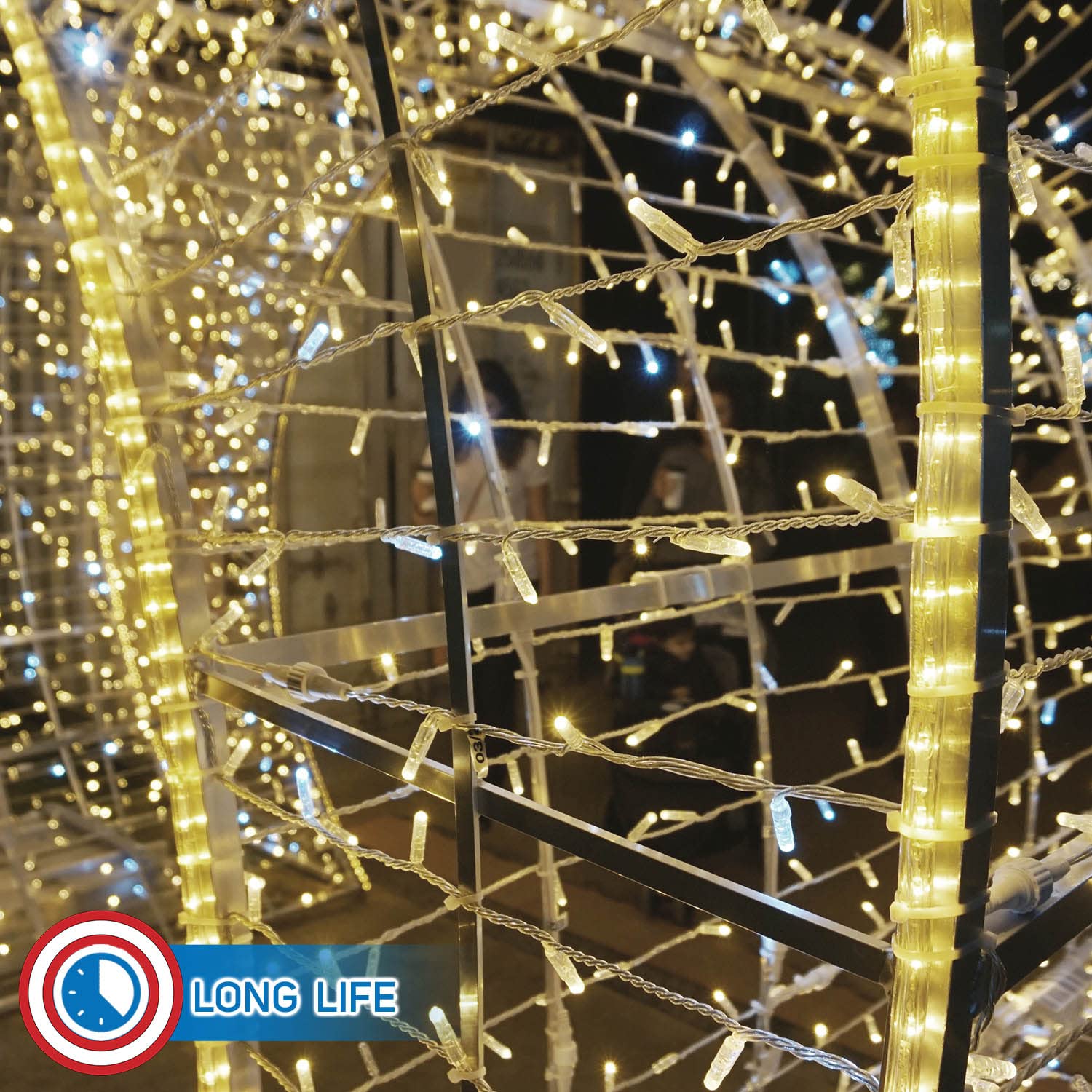 Russell Decor LED Rope Lights Christmas Decoration Lights plug with 4-Level Dimmable Controller and clips included 200 FT (Warm