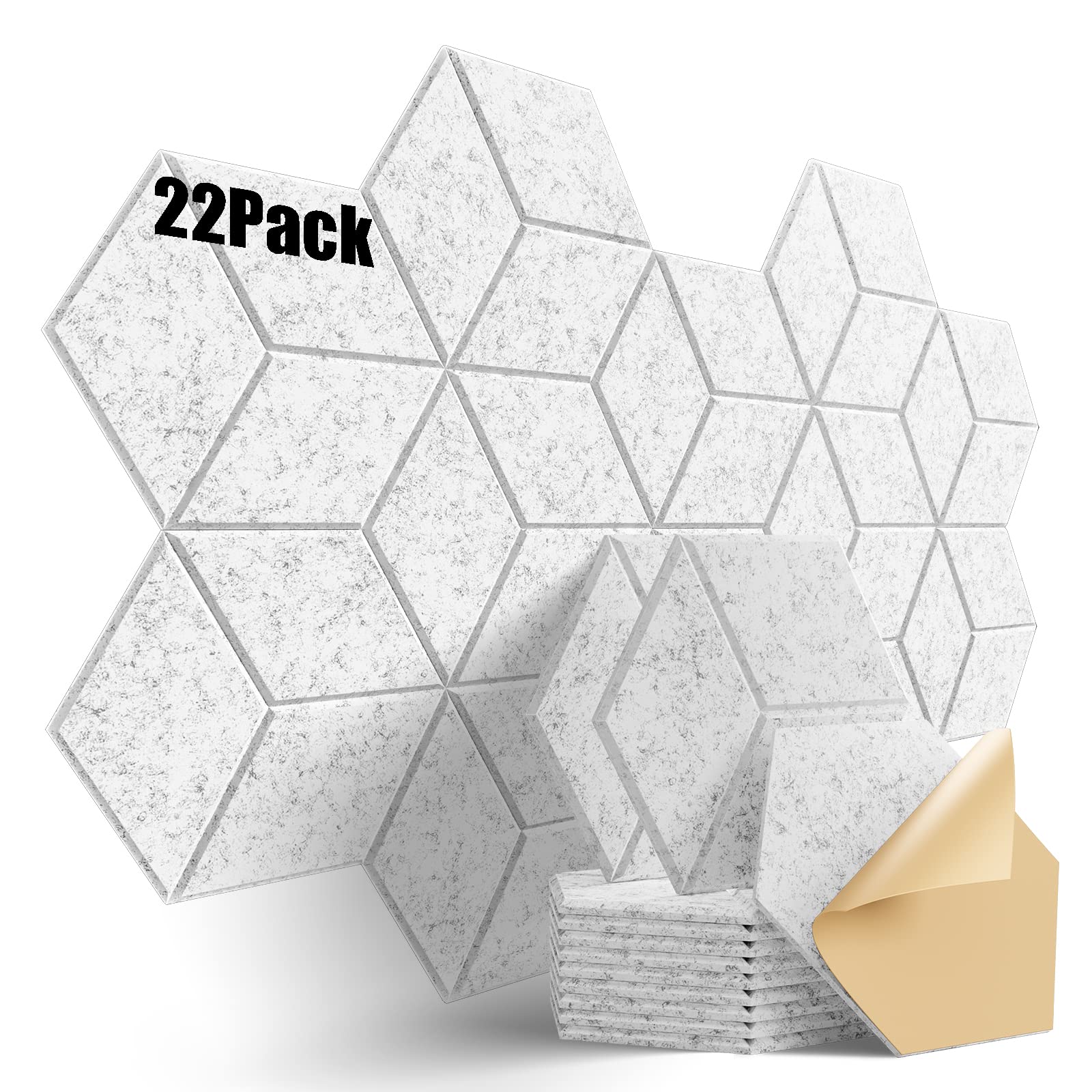 Dailycooper 22 Pack Self-Adhesive Acoustic Panels 12'' X 10'' X 0.4'' - Sound Proof Foam Panels With High Density, Fashionable Y