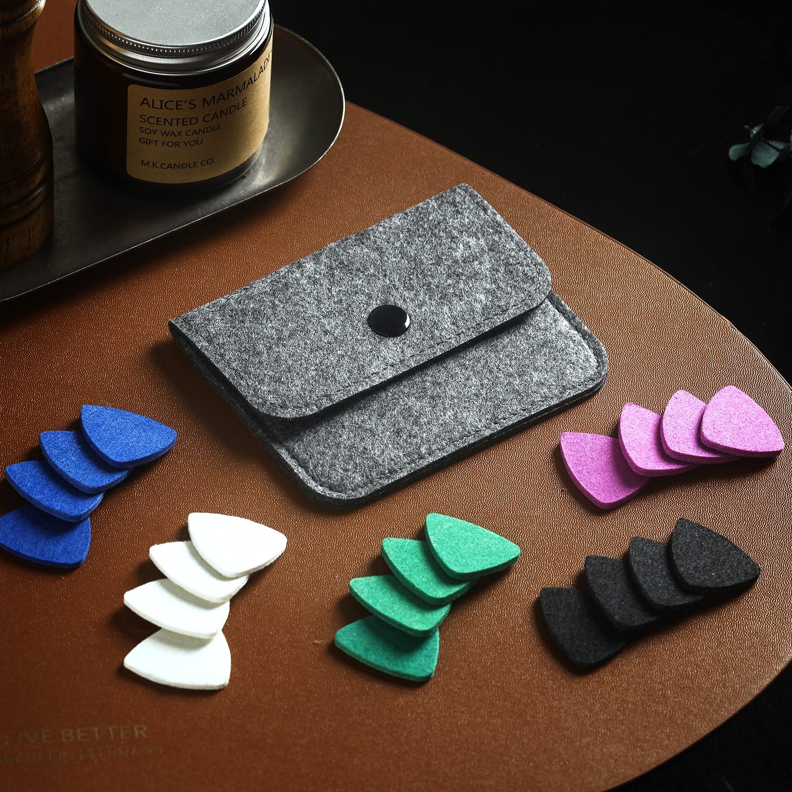 20 Pieces Felt Ukulele Picks,Felt Heart Shape Pick for Ukulele Guitar Bass with pick holder case (Multiple colors) (general, 5 m